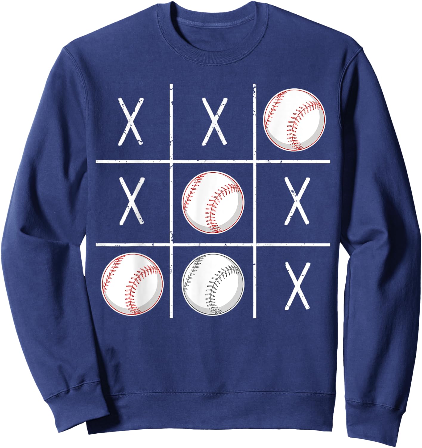 Baseball Ball Men Boys Baseball Tic-Tac-Toe Game XO-XO Sweatshirt - Sweatshirt | Navy