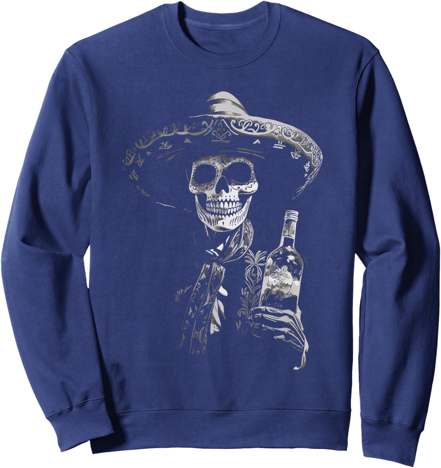 Vintage Skeleton Tequila Mexico Dia De Los Muertos Mexican Sweatshirt - Sweatshirt | Navy