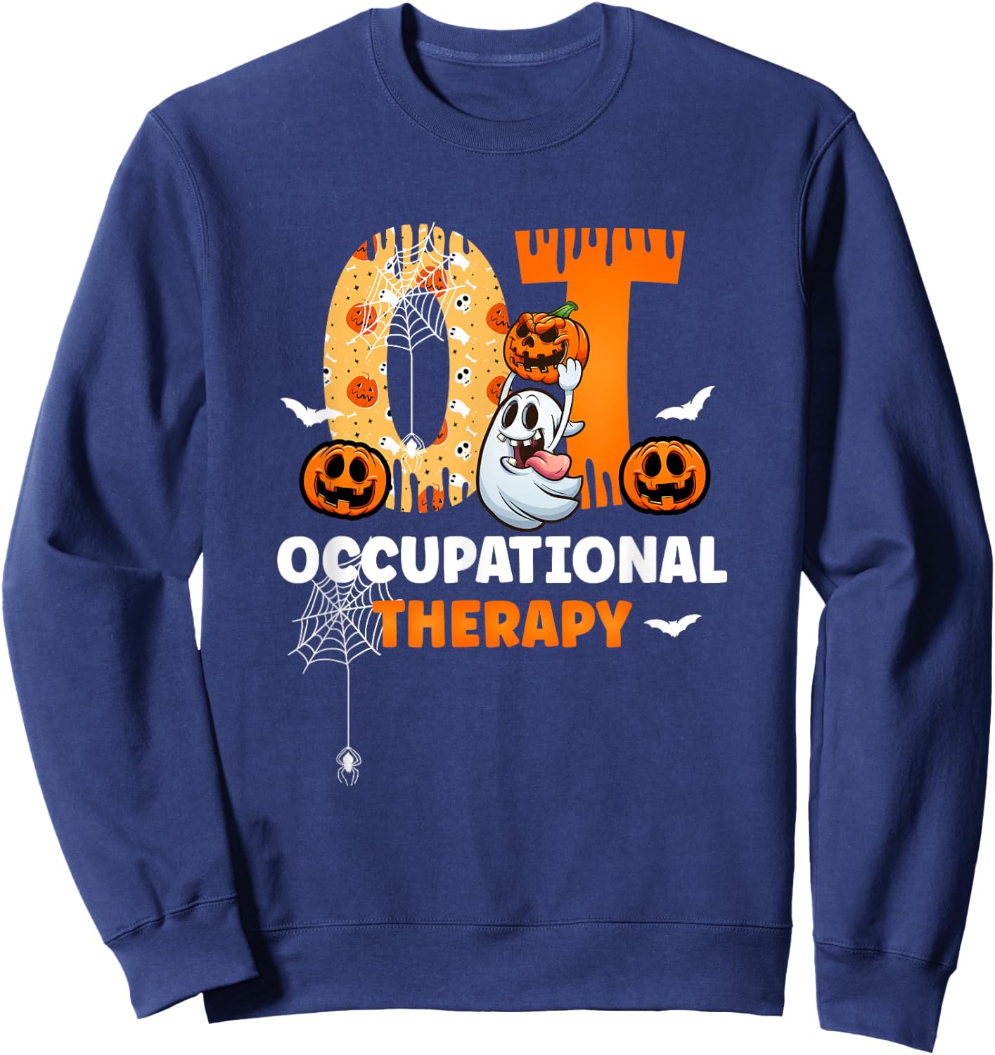 Spooky OT Occupational Therapy Therapist Halloween Sweatshirt - Sweatshirt | Navy