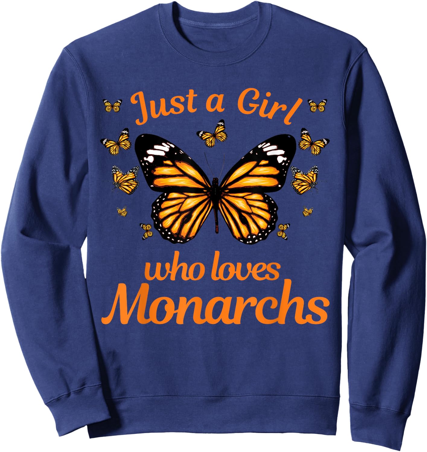 Funny Monarch Butterfly Art Girls Butterfly Lover Sweatshirt - Sweatshirt | Navy