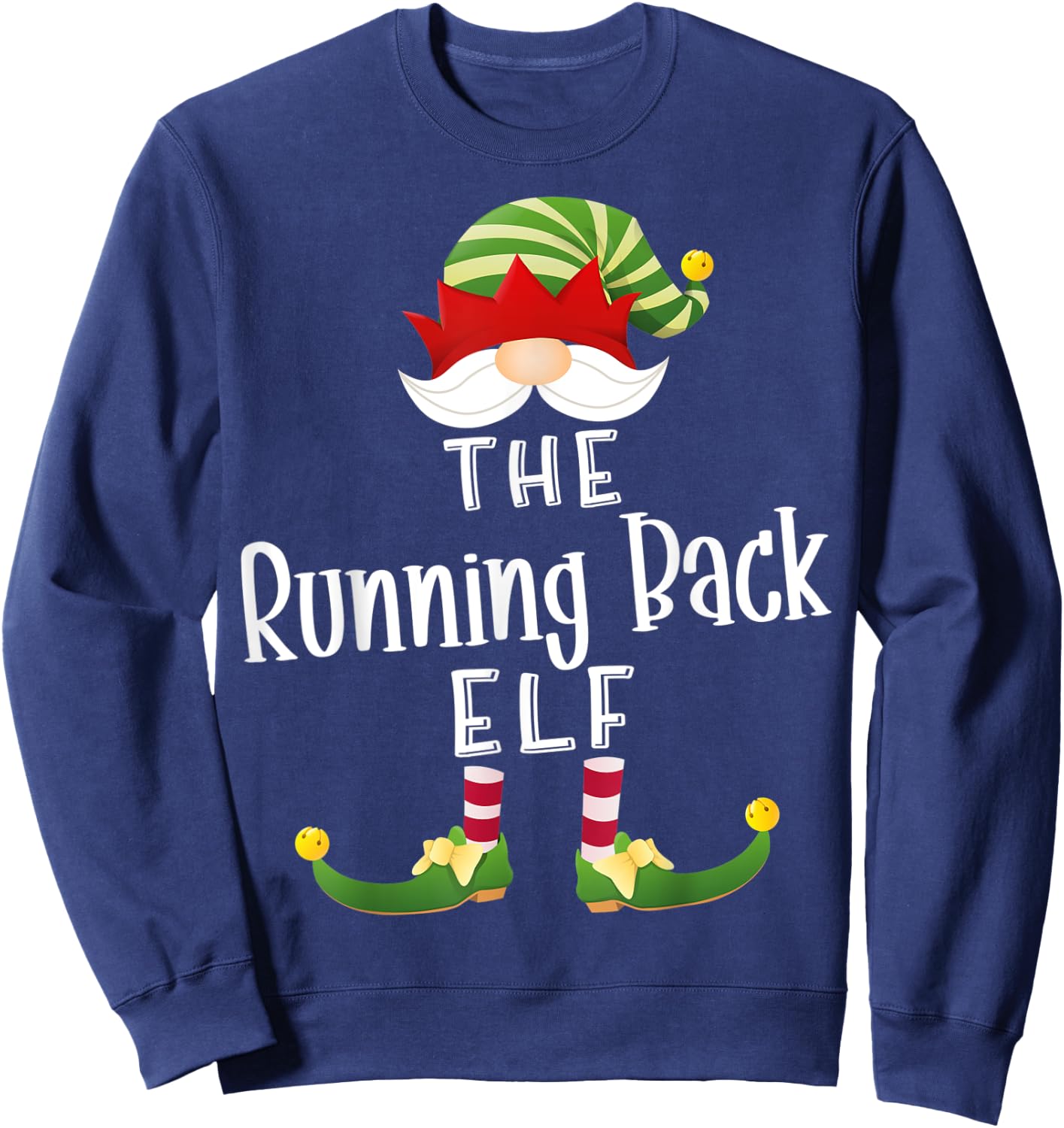 Running Back Elf Group Christmas Funny Pajama Party Sweatshirt - Sweatshirt | Navy