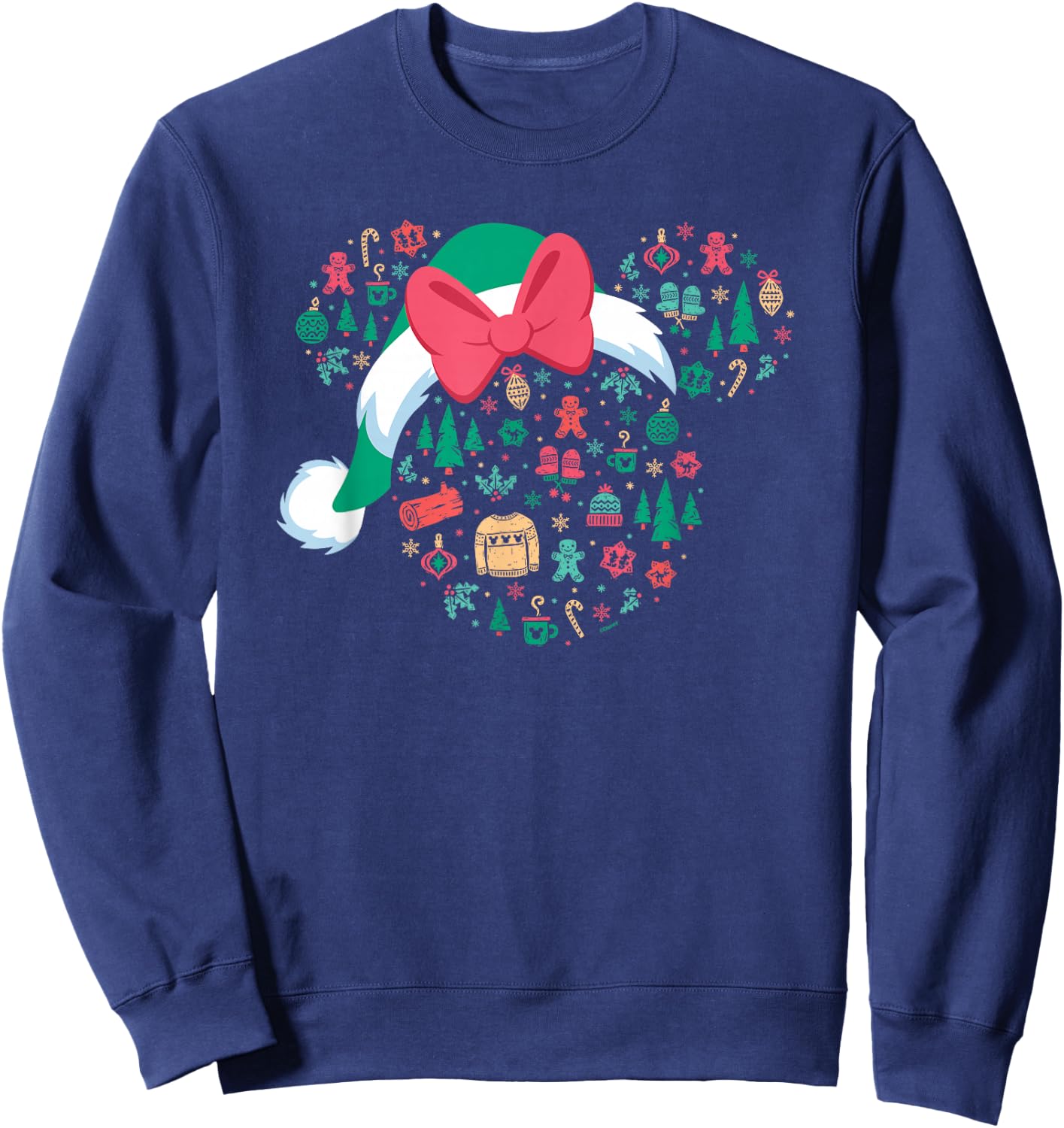 Disney Minnie Mouse Head Icon Christmas Holiday Santa Hat Sweatshirt - Sweatshirt | Navy