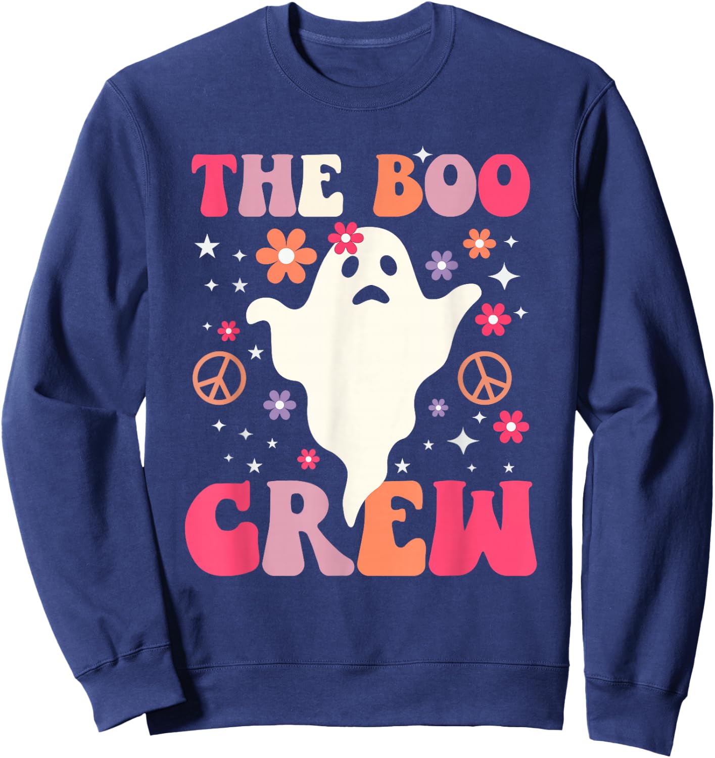 Halloween The Boo Crew - Cute Ghost - Spooky Family Matching Sweatshirt - Sweatshirt | Navy