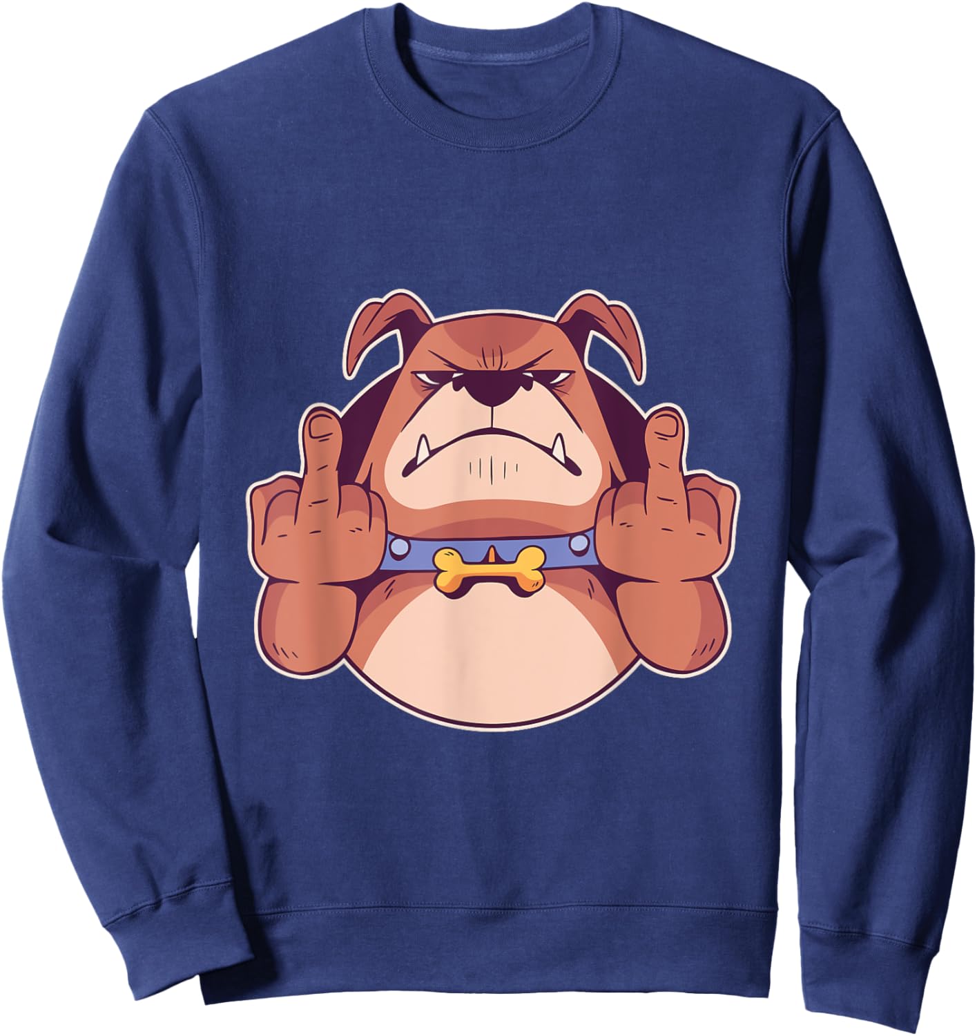 Dog Middle Finger Bulldog Stink Finger Funny Gift Sweatshirt - Sweatshirt | Navy