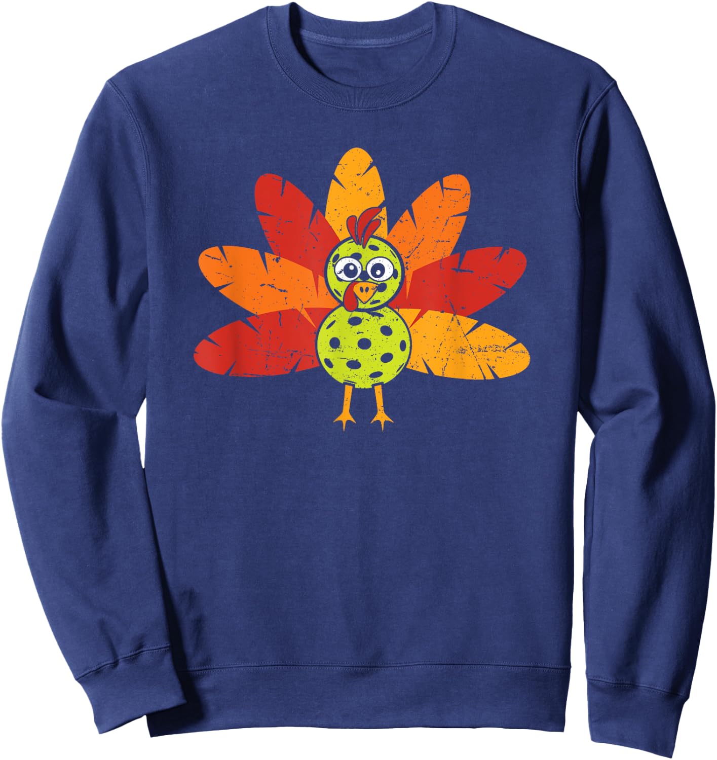 Thanksgiving Pickleball Funny Pickleball Turkey Thanksgiving Sweatshirt - Sweatshirt | Navy