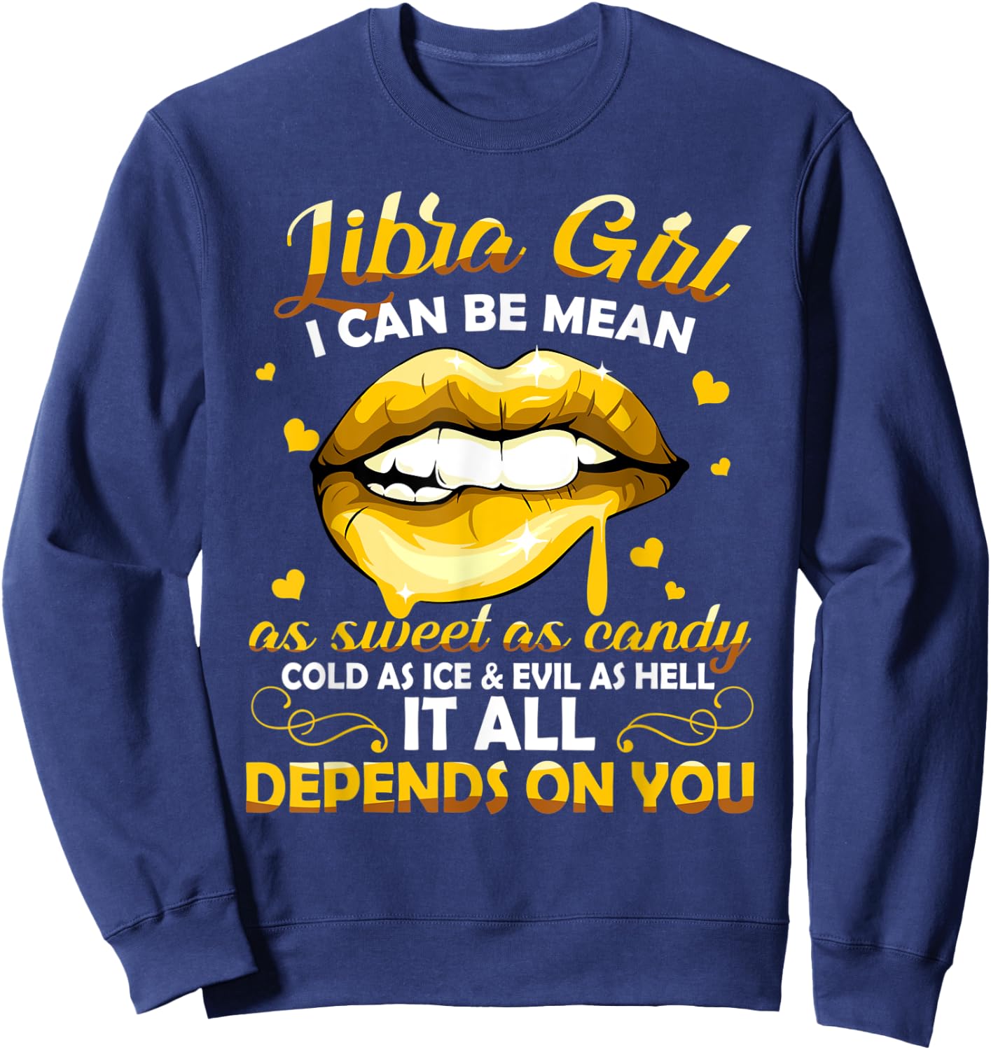 Libra Girl Zodiac Horoscope Birthday Sweet As Candy Lips Sweatshirt - Sweatshirt | Navy