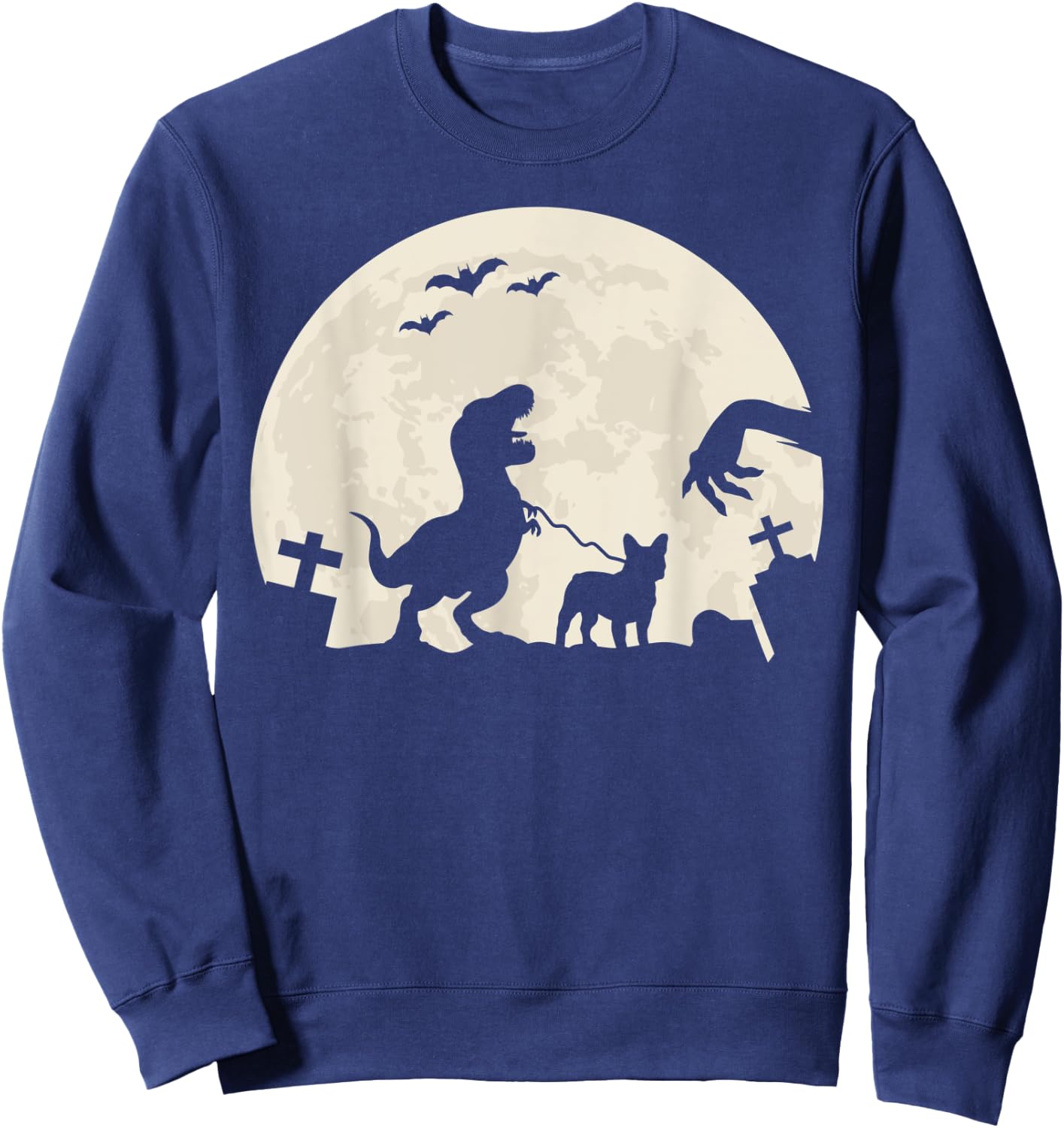 Halloween French Bulldog Dog Frenchie Dinosaur Costume Men Women Kids Sweatshirt - Sweatshirt | Navy