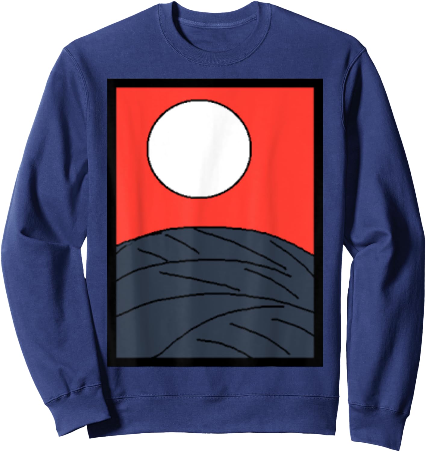Funny Design Production Club Original Design Attention No.1 Japanese Karuta Hanafuda Moon Sweatshirt - Sweatshirt | Navy
