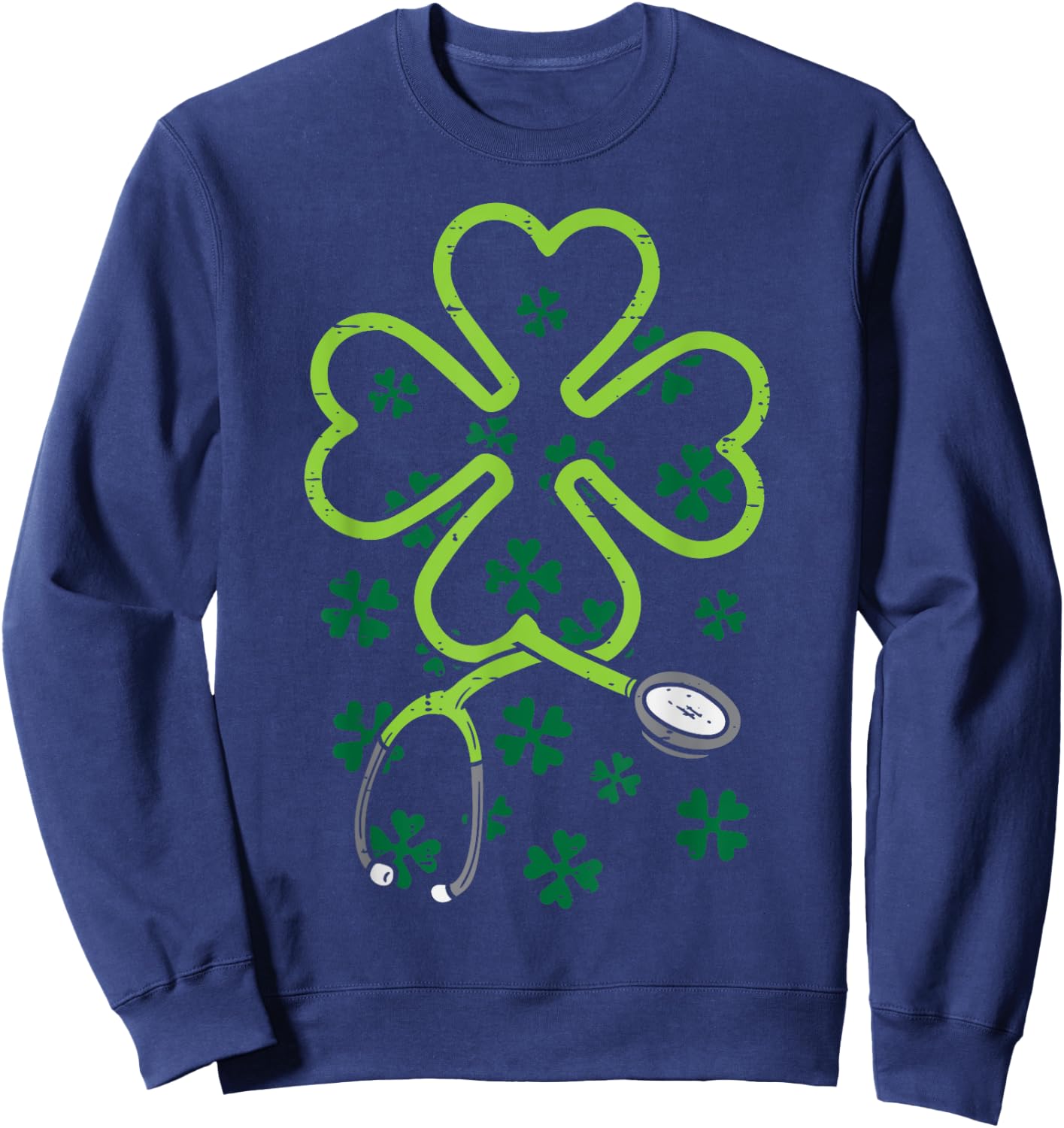 Shamrock Stethoscope Scrub Nurse St Patricks Day RN Women Sweatshirt - Sweatshirt | Navy