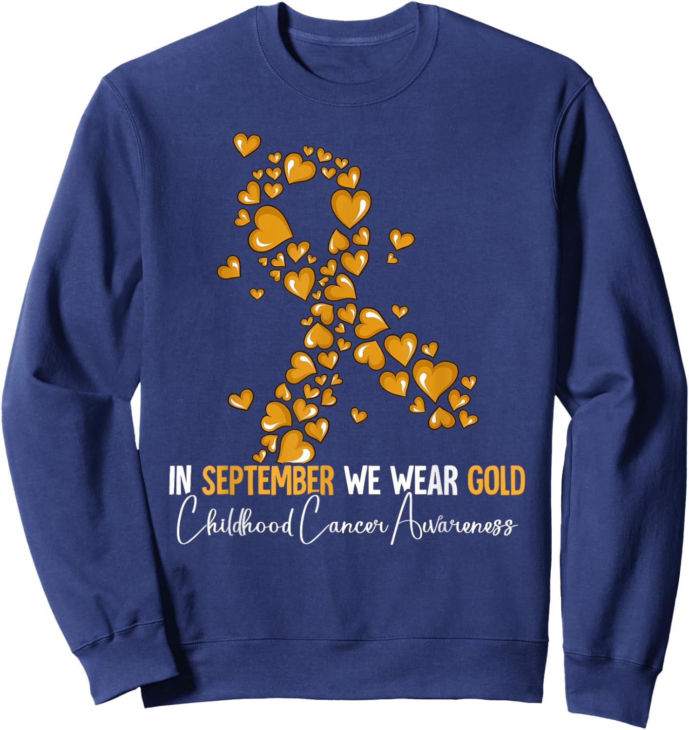 In September We Wear Gold Childhood Cancer Awareness Sweatshirt - Sweatshirt | Navy