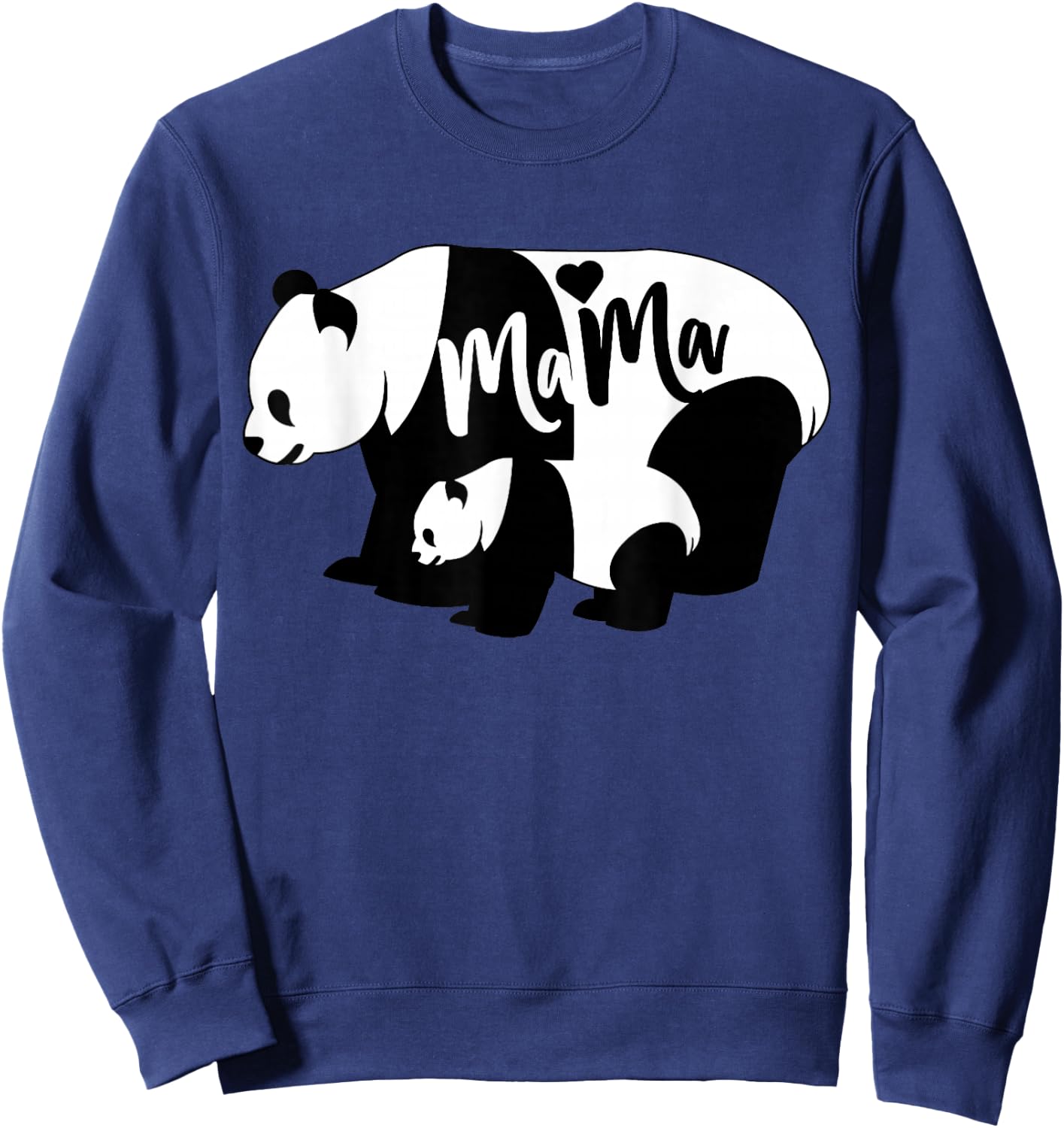 Mama Cute Baby Panda Bear Mothers Day Mama Heart Sweatshirt - Sweatshirt | Navy
