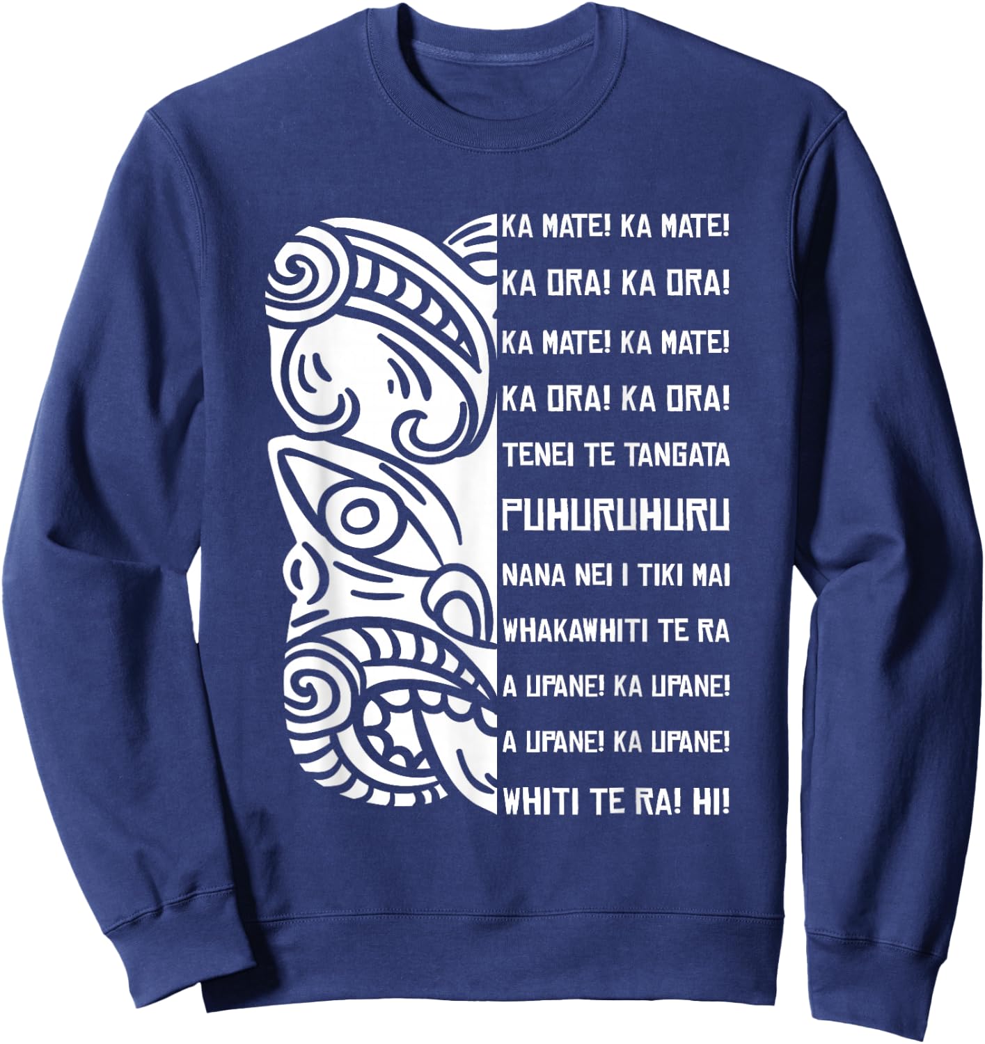 Haka Lyrics New Zealand Black Maori Kiwi NZ Fan Rugby Sweatshirt - Sweatshirt | Navy