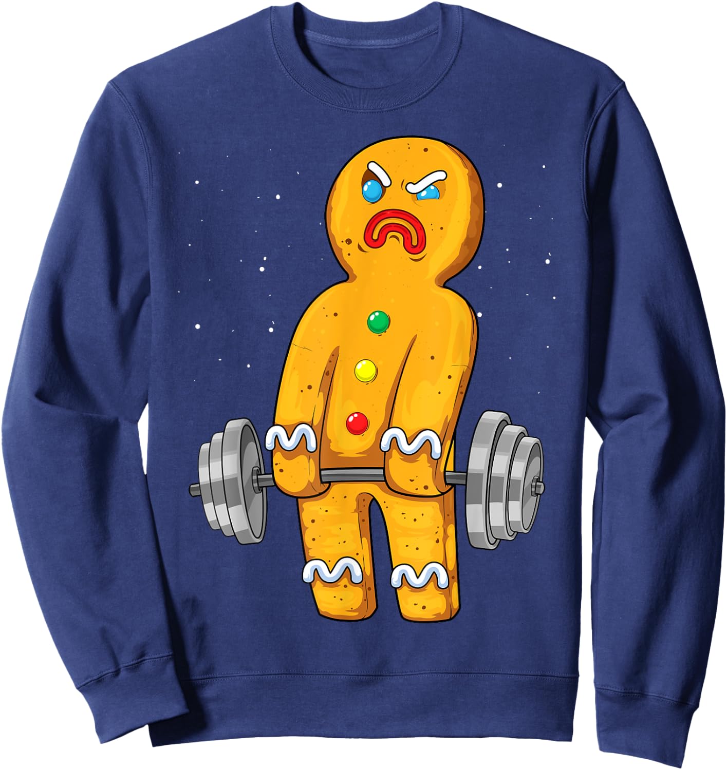 Gingerbread Man Weightlifting Christmas Fitness Gym Deadlift Sweatshirt - Sweatshirt | Navy