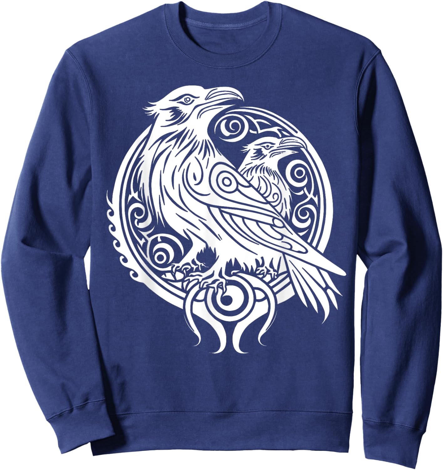 Odins Raven Norse Mythology Viking Birds Celtic Knots Asgard Sweatshirt - Sweatshirt | Navy