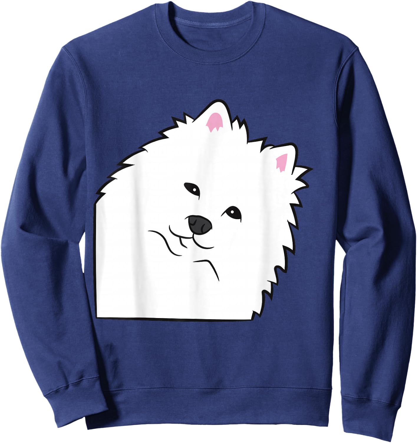 American Eskimo Dog Peeking From Side Cute American Eskimo Sweatshirt - Sweatshirt | Navy