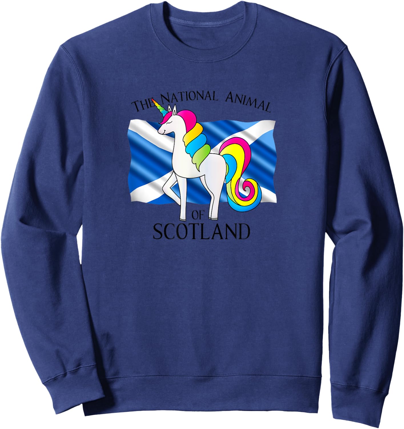 Unicorn The National Animal Of Scotland Scottish Flag Sweatshirt - Sweatshirt | Navy