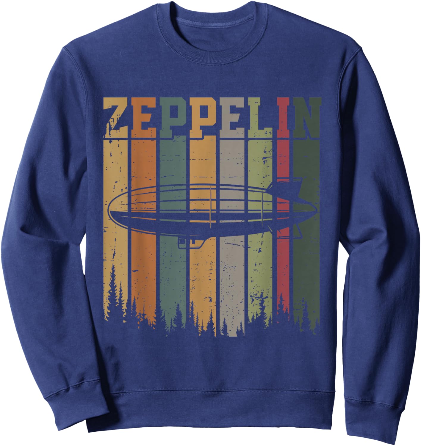 Retro Zeppelin 70s 80s Dirigible Airship Zepelin Zepplin Sweatshirt - Sweatshirt | Navy