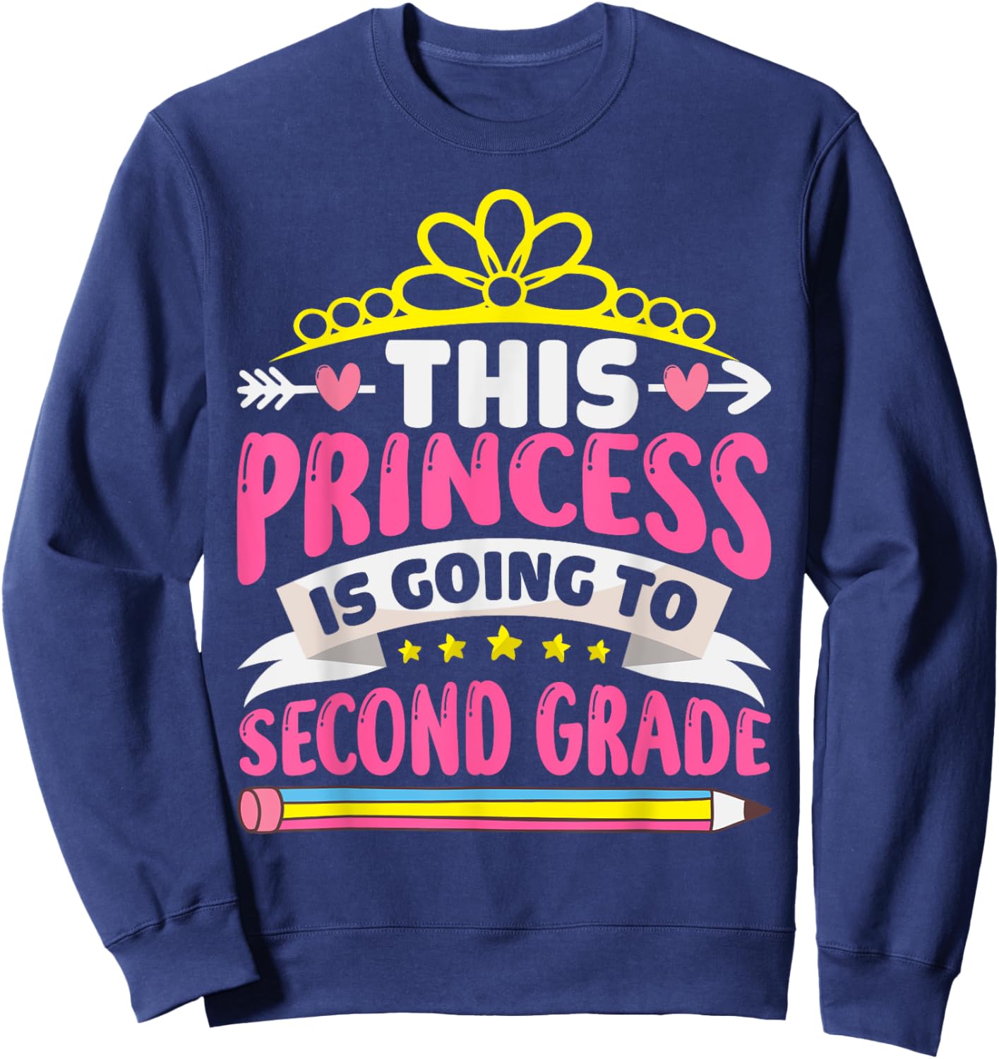 This Princess Is Going To Second Grade Girls Back to School Sweatshirt - Sweatshirt | Navy