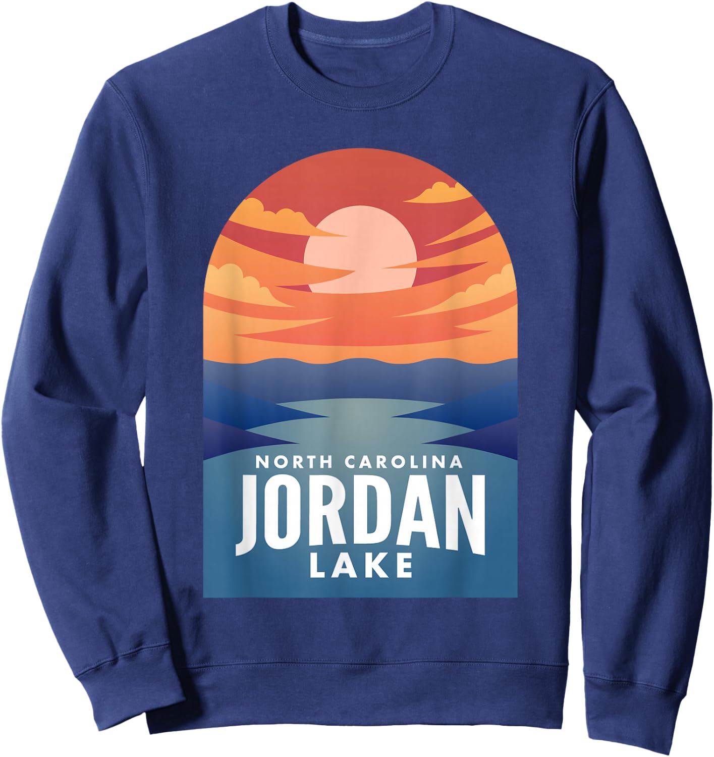 Jordan Lake NC Retro Sunset Sweatshirt - Sweatshirt | Navy