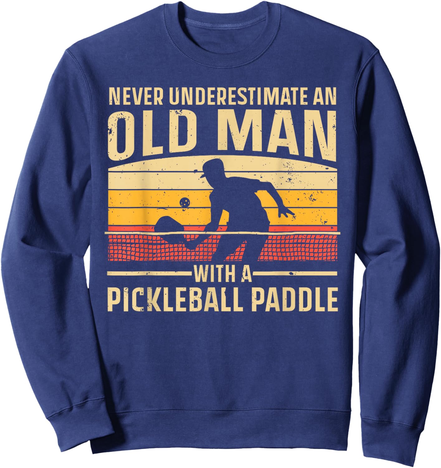 Cool Pickleball Art Grandpa Paddle Pickleball Player Sweatshirt - Sweatshirt | Navy