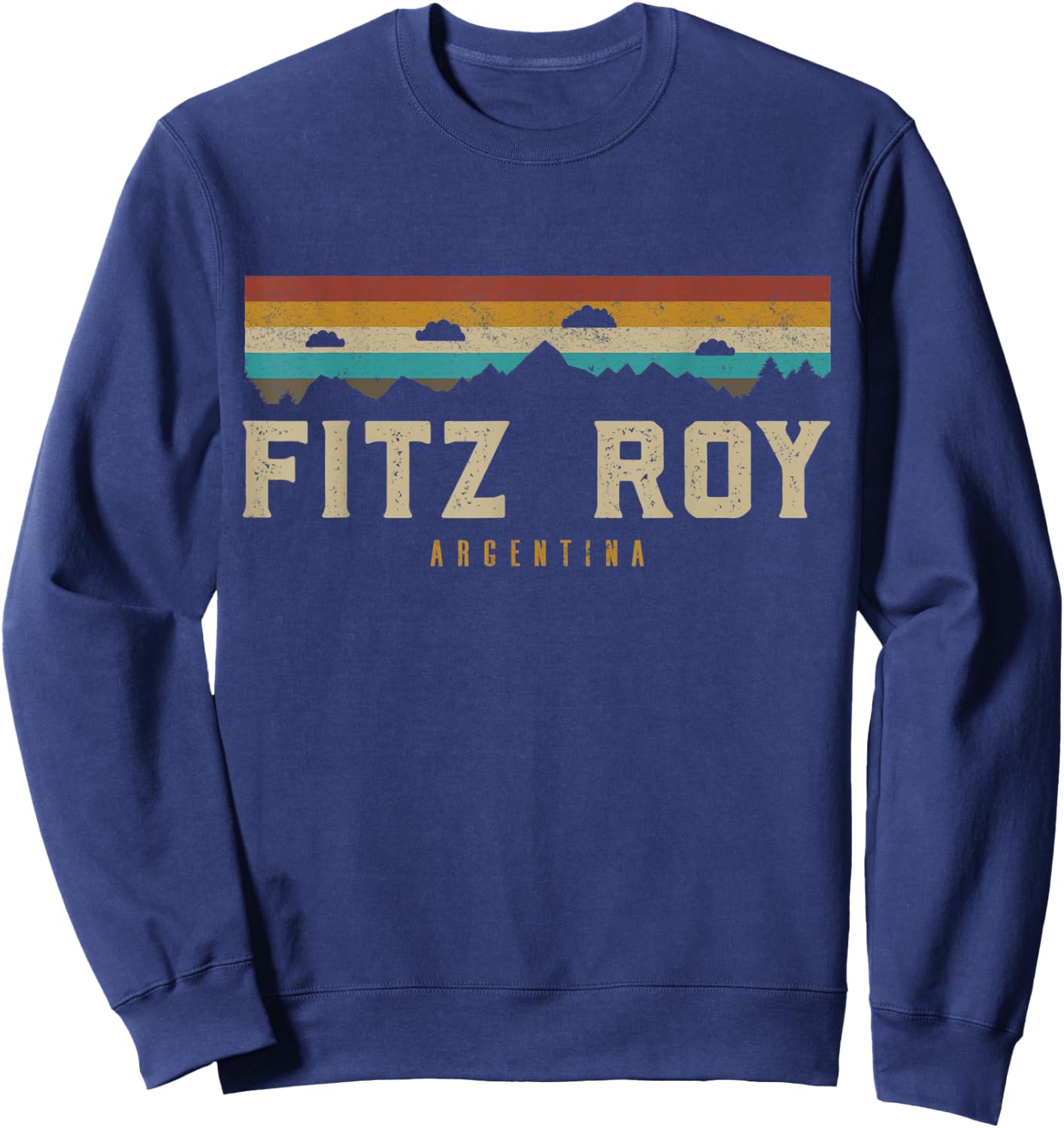 Fitz Roy Mountains Argentina Hiking Outdoors Retro Sweatshirt - Sweatshirt | Navy