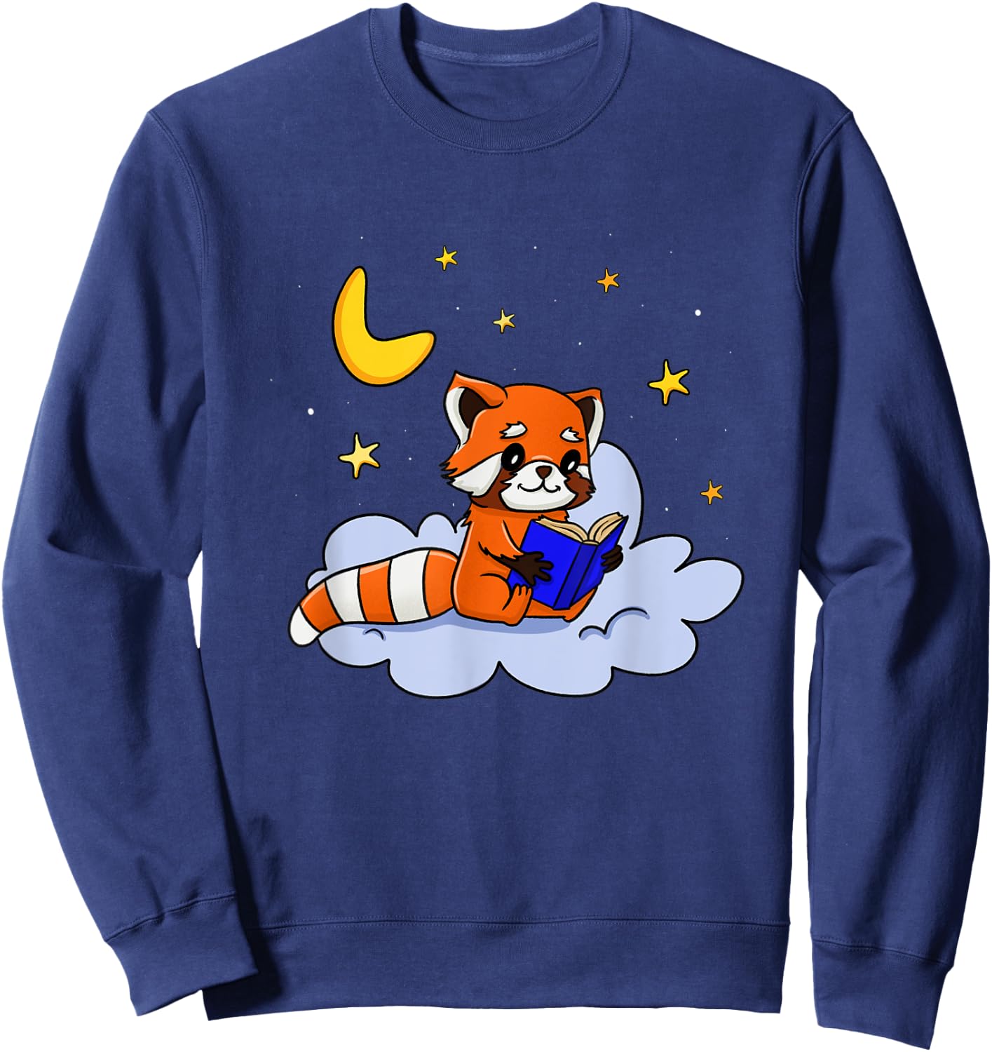 Funny Red Panda Reading Book for Bookworm and Book Lover Sweatshirt - Sweatshirt | Navy