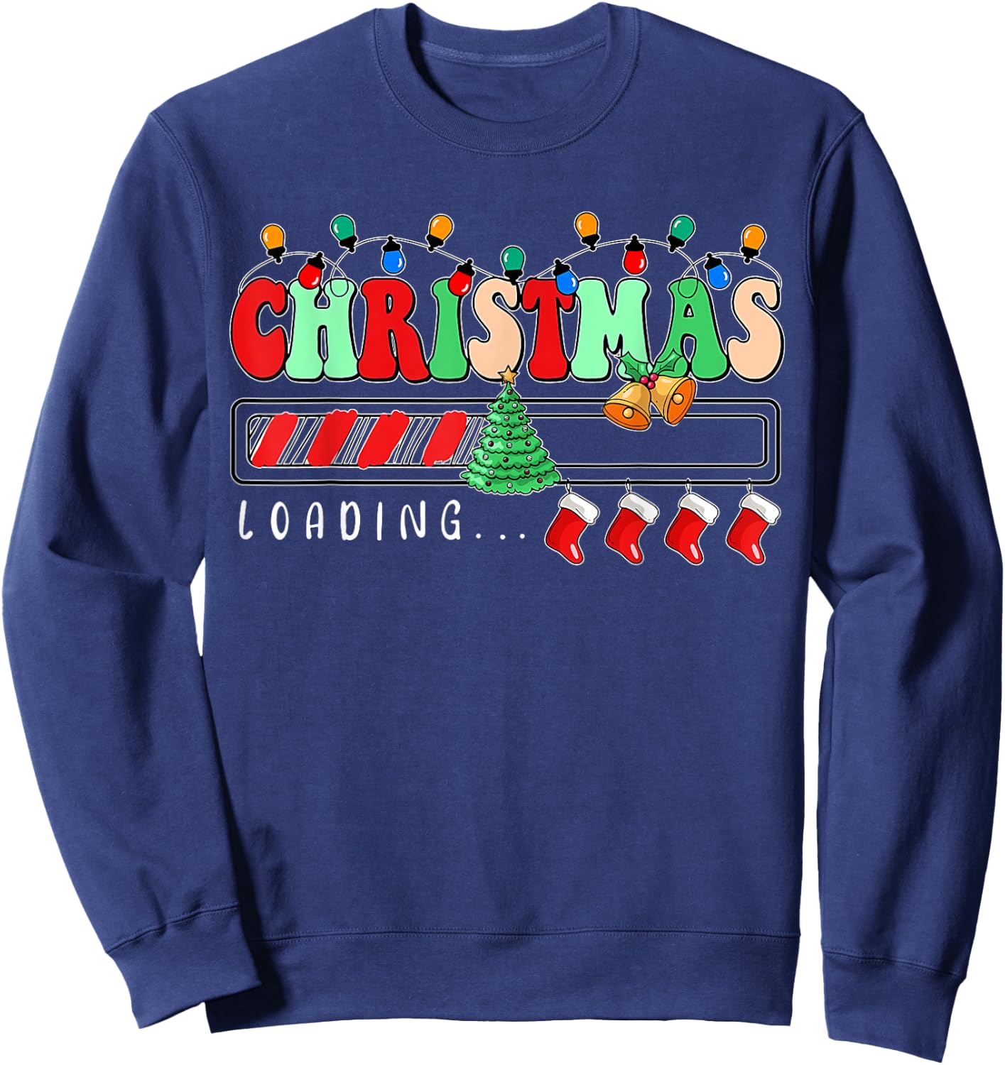 Christmas is Loading Family Matching Christmas Tree Lights Sweatshirt - Sweatshirt | Navy