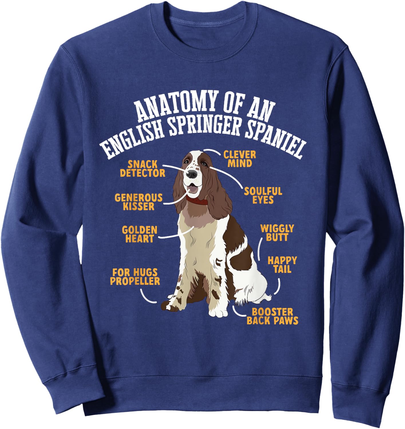 Anatomy Of An English Springer Spaniel Sweatshirt - Sweatshirt | Navy