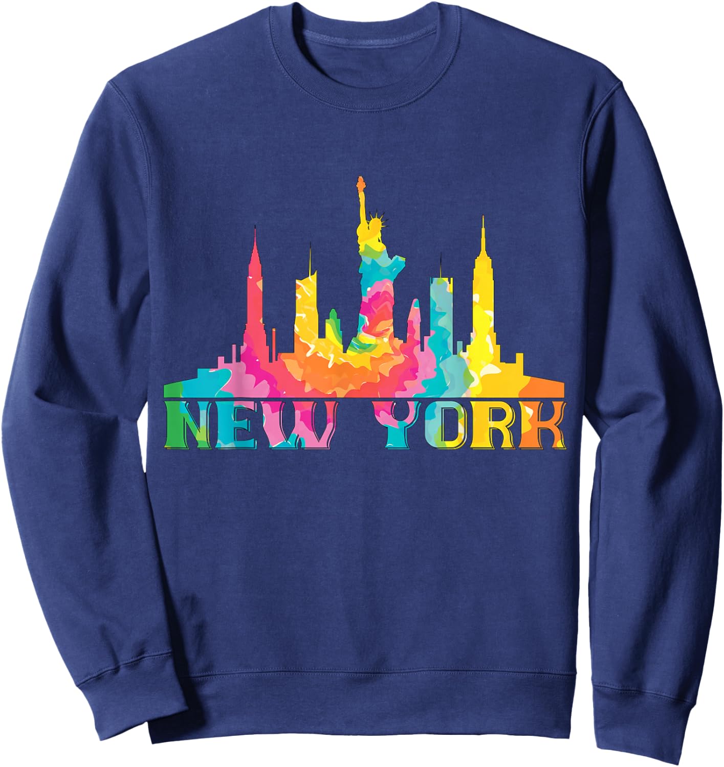 New York City Skyline NYC Tie Dye Liberty I Love New York Sweatshirt - Sweatshirt | Navy