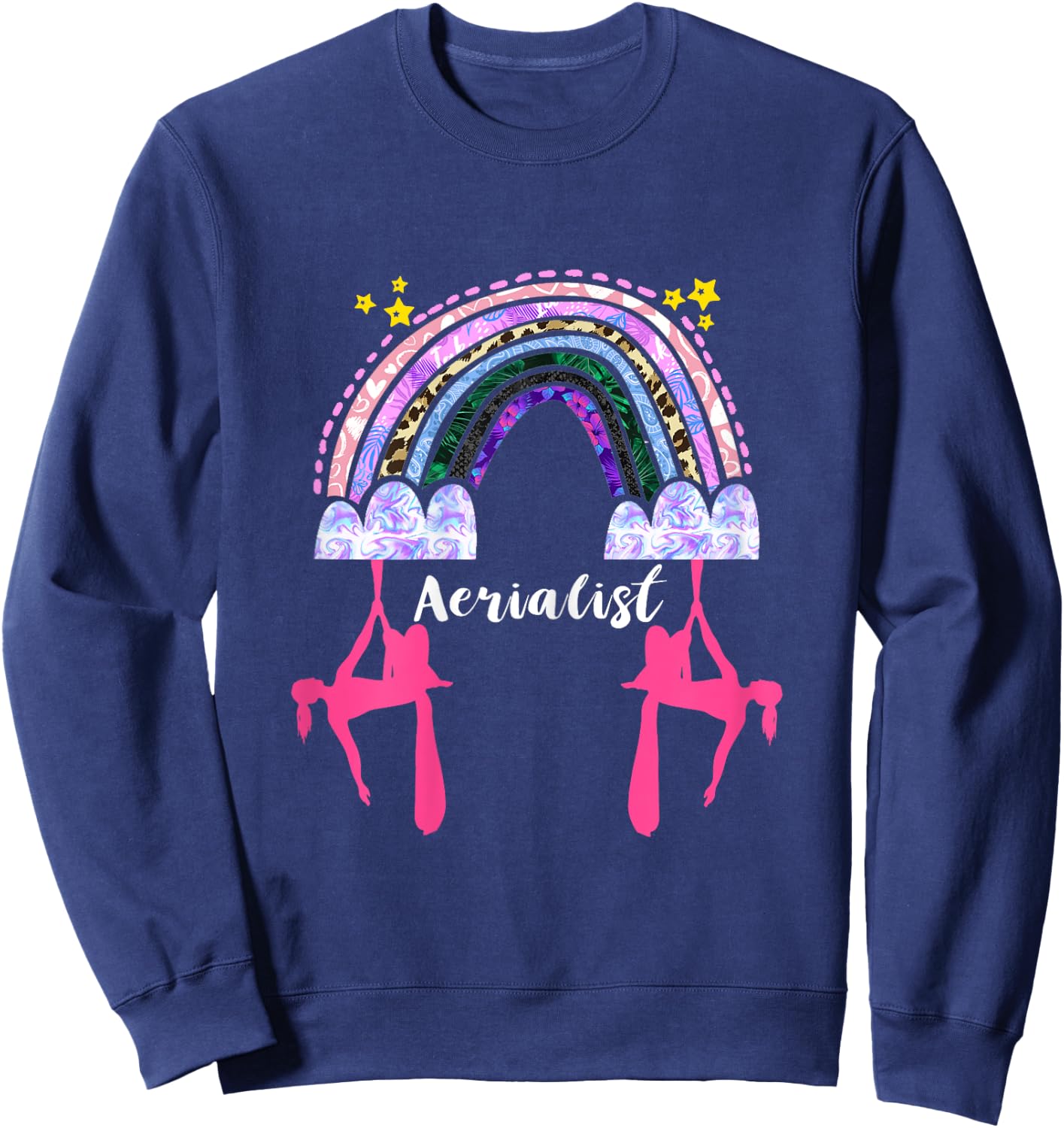 Hanging Aerialist Rainbow Aerial Silk Aerial Hoop Aerial Sweatshirt - Sweatshirt | Navy