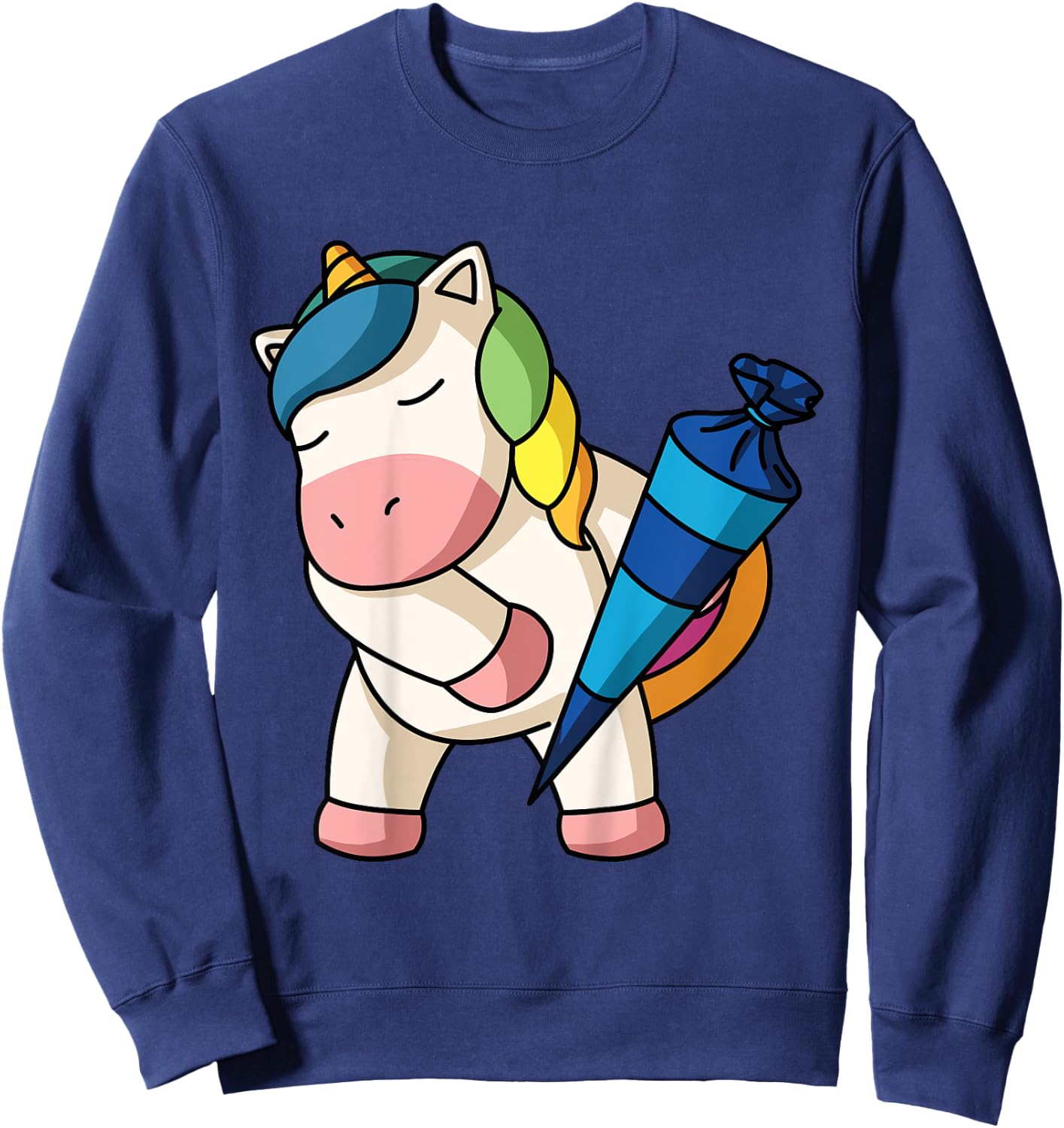 School Cone Unicorn Girls Large Small School Enrolment Girl Sweatshirt - Sweatshirt | Navy
