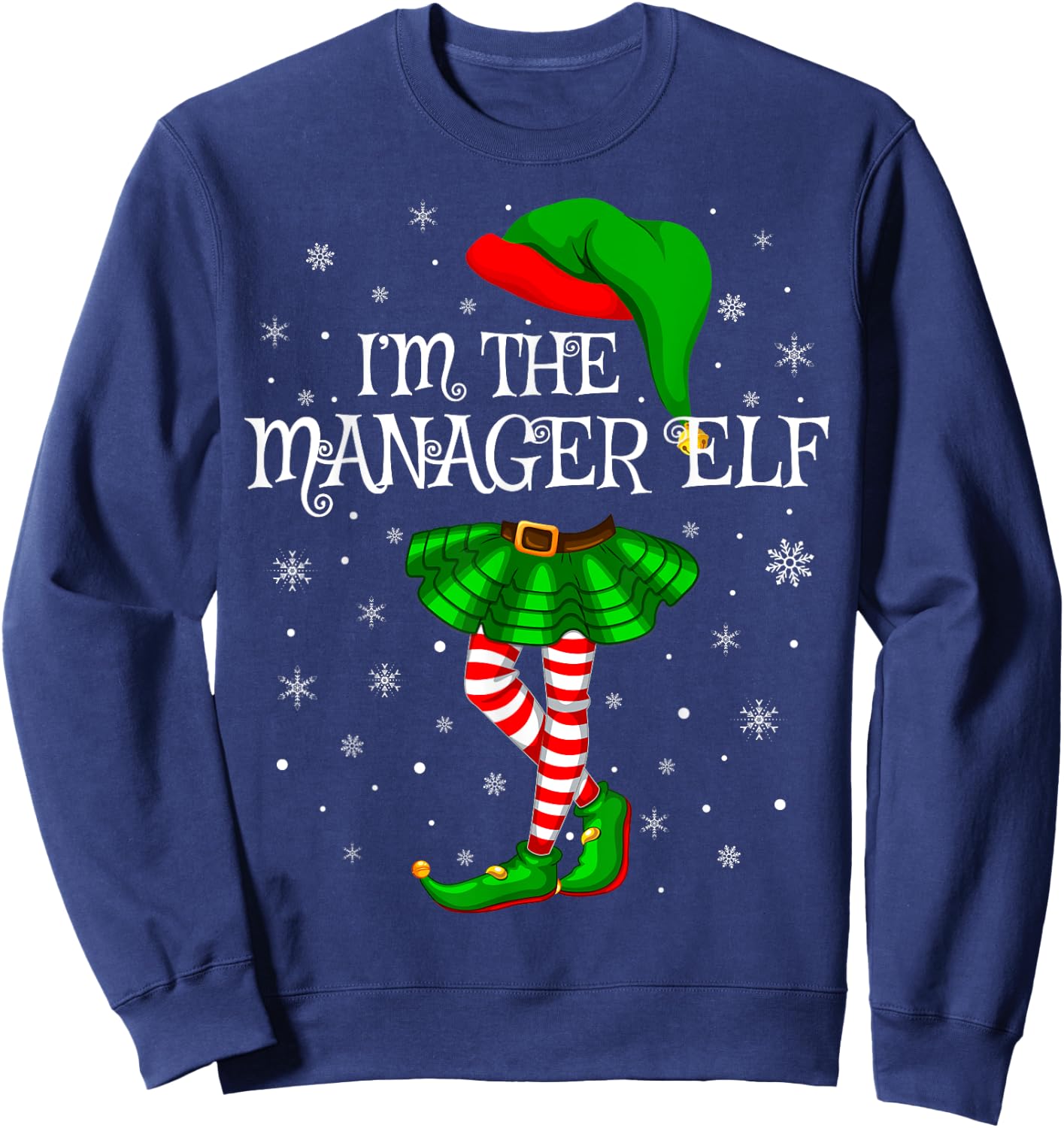 Matching Family Group I'm The Manager Elf Christmas Sweatshirt - Sweatshirt | Navy