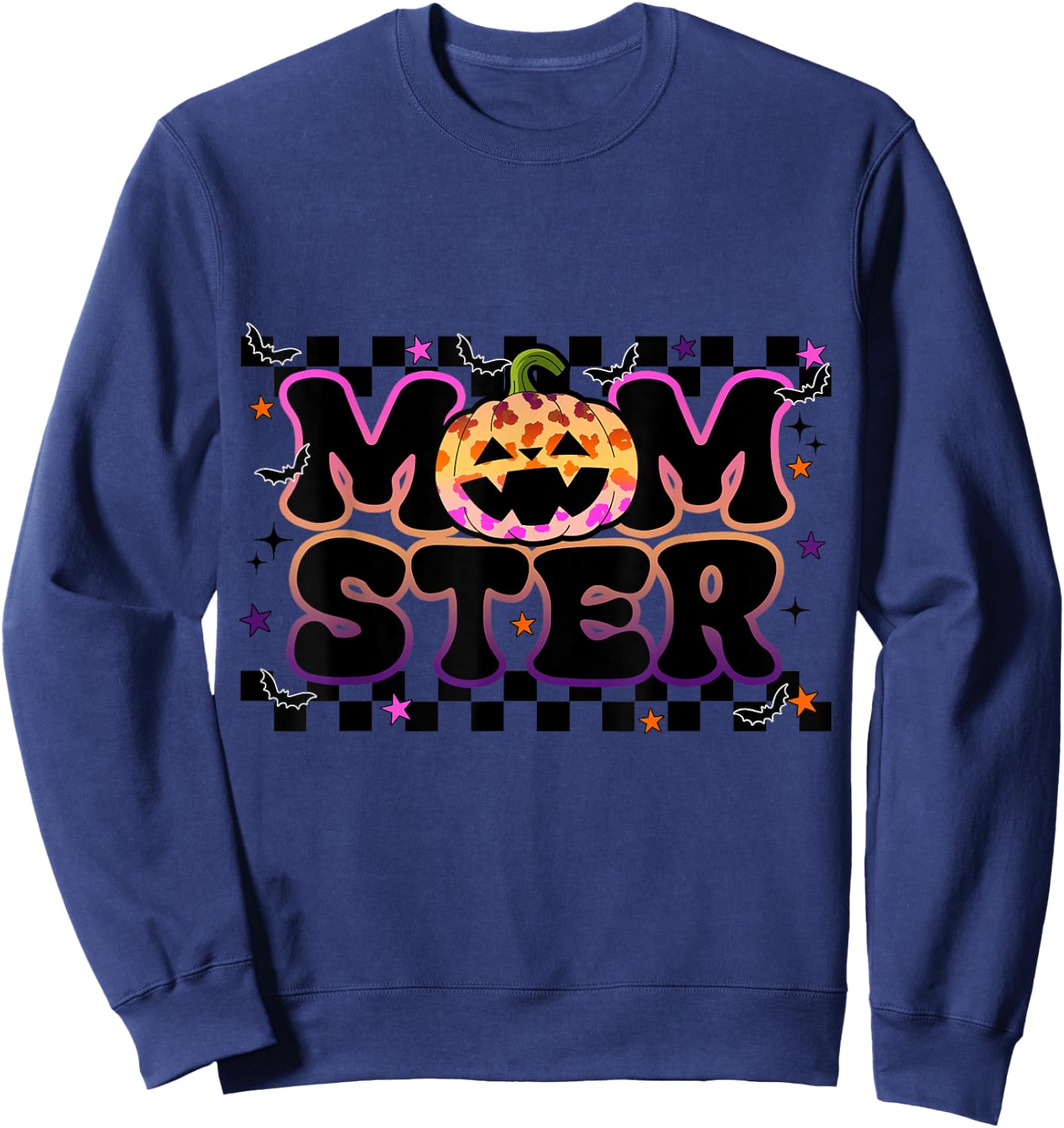 Funny Momster Shirt Halloween Pumpkin Mom Ster Sweatshirt - Sweatshirt | Navy