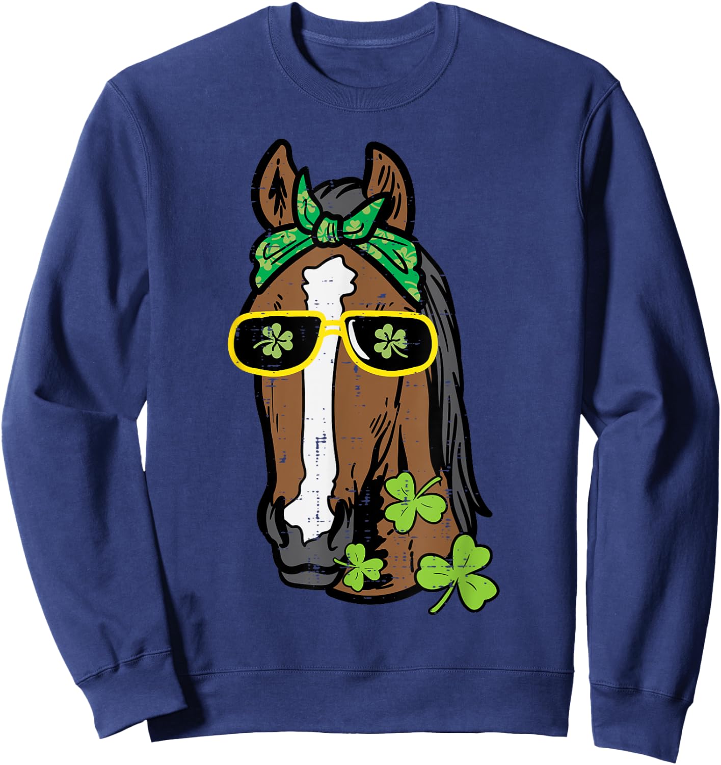 St Patricks Day Horse Saint Pattys Paddys Women Girls Kids Sweatshirt - Sweatshirt | Navy