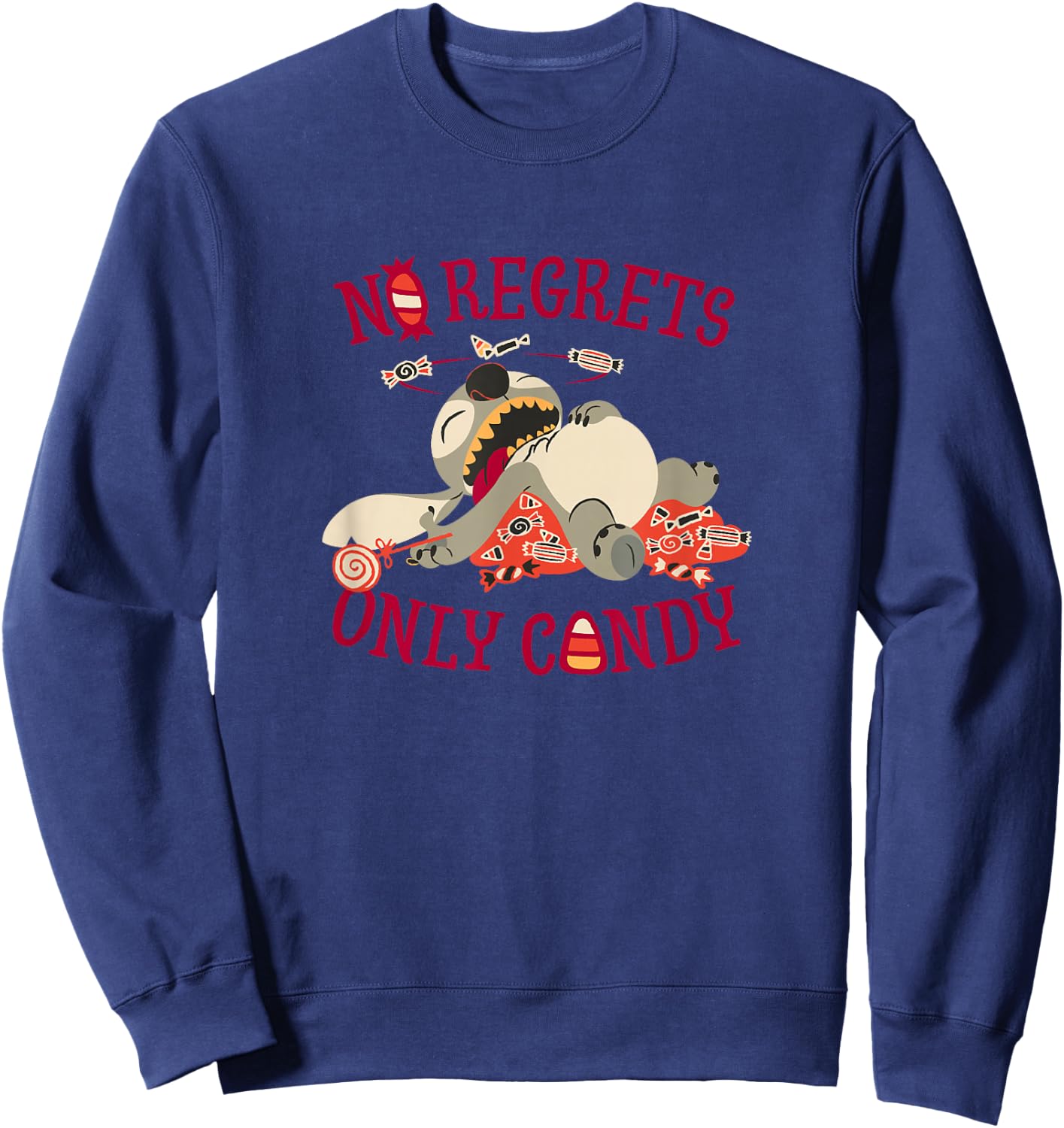Disney Lilo & Stitch Halloween No Regrets Only Candy Sweatshirt - Sweatshirt | Navy