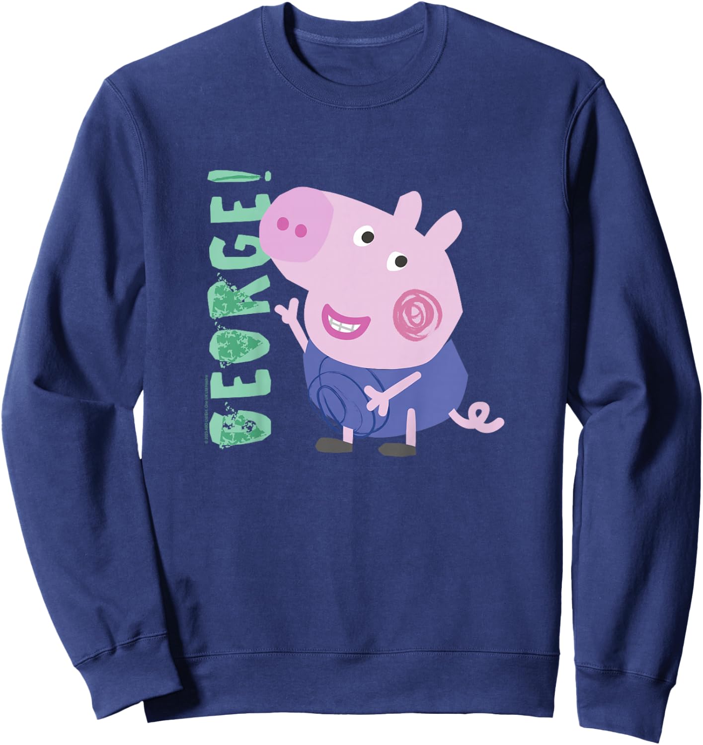 Peppa Pig George! Text Full Body Smiling Portrait Sweatshirt - Sweatshirt | Navy