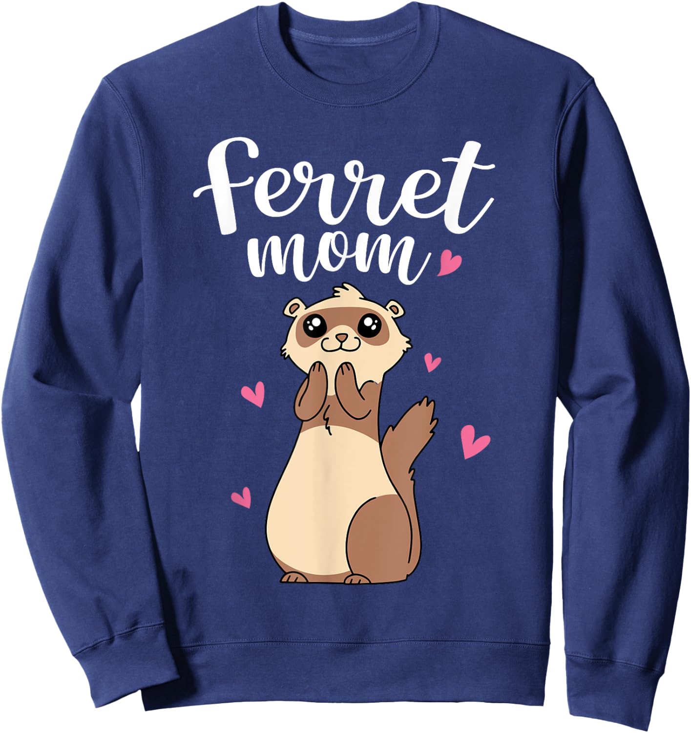 Mother's Day Cute Women Weasel Ferret Mom Sweatshirt - Sweatshirt | Navy