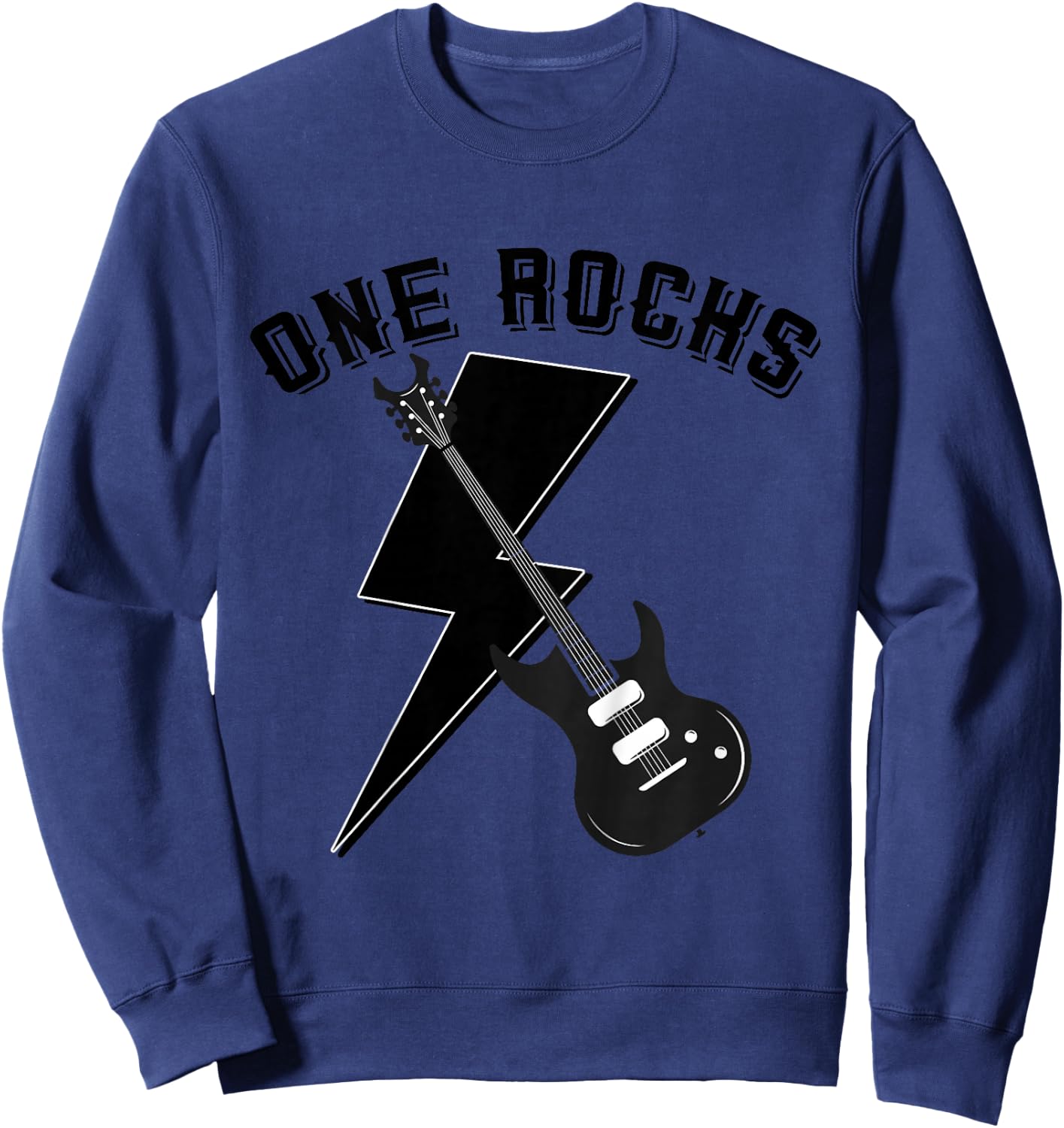 Kids One Rocks 1st Birthday Family Matching Rock Guitar Sweatshirt - Sweatshirt | Navy