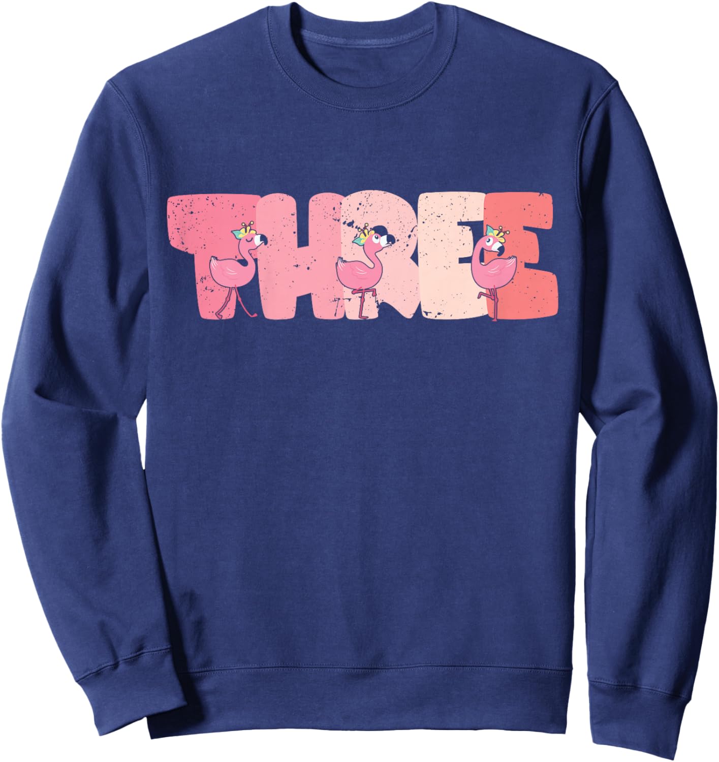 Kids 3 Years Old Cute Flamingo Birthday Girl 3rd B-Day Sweatshirt - Sweatshirt | Navy