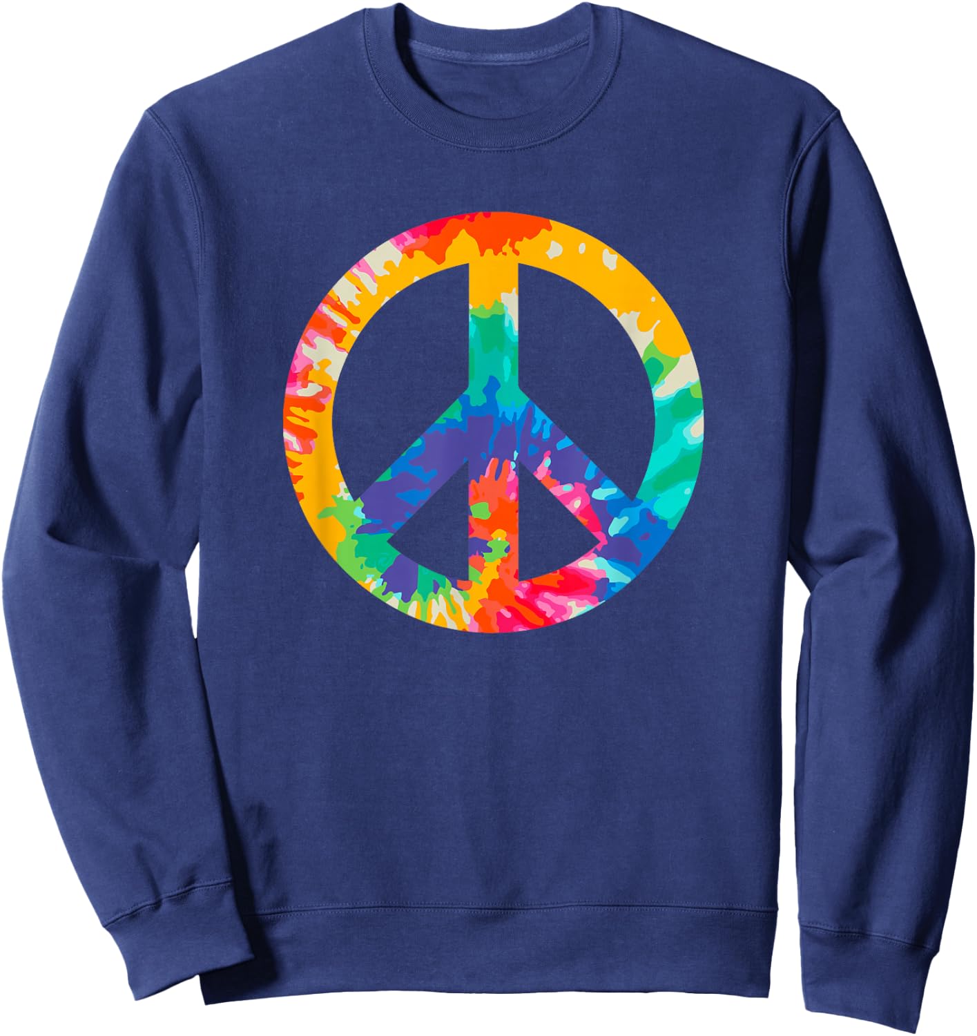 Peace Sign Retro 60s 70s Hippie Boho - Peace Symbol Tie Dye Sweatshirt - Sweatshirt | Navy