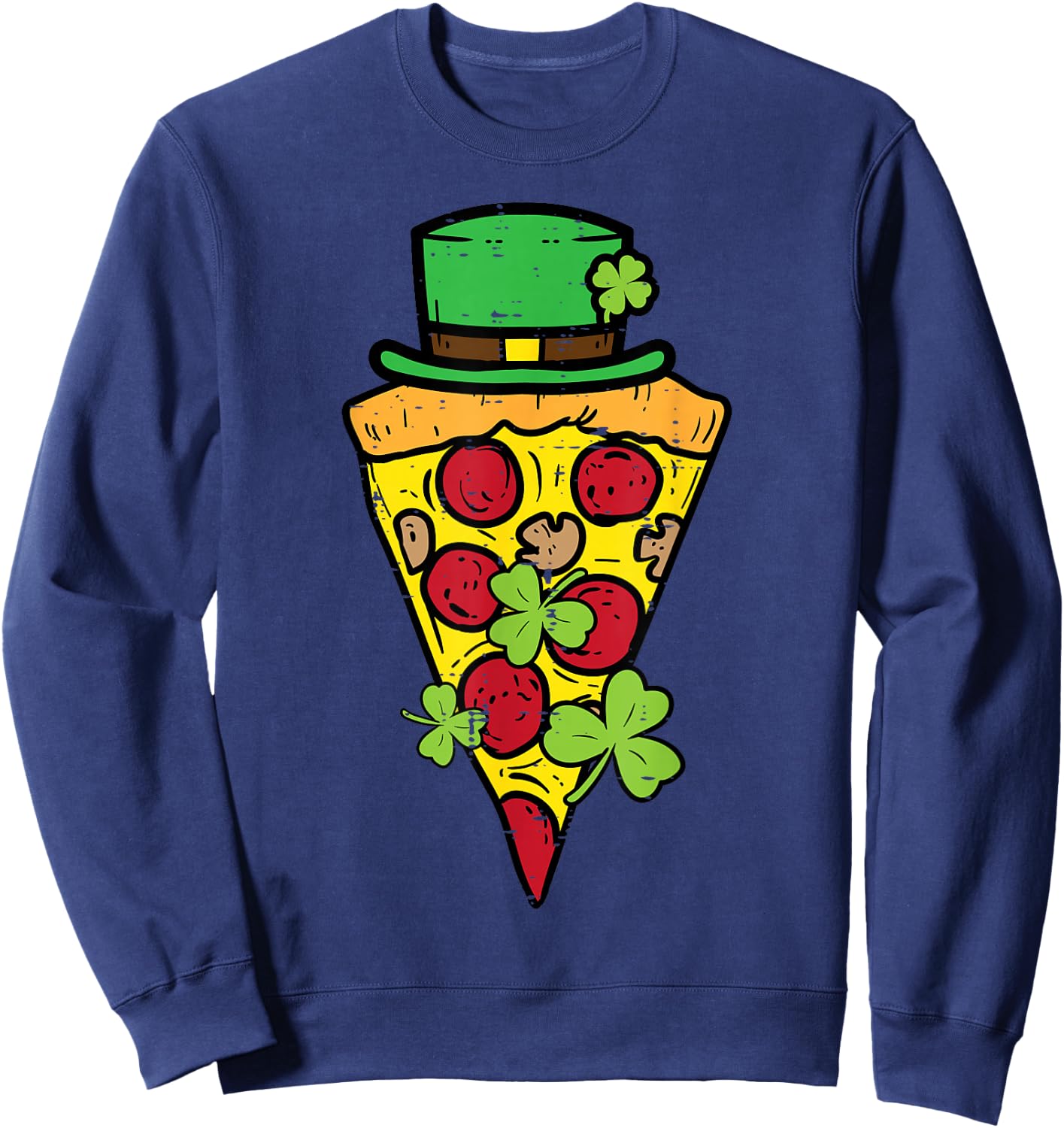 St Patricks Day Pizza Saint Paddys Pattys Men Women Kids Sweatshirt - Sweatshirt | Navy