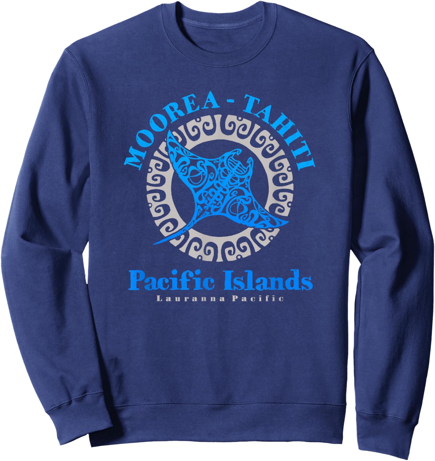 Manta Ray Moorea Tahiti Tribal Tattoo Sweatshirt - Sweatshirt | Navy