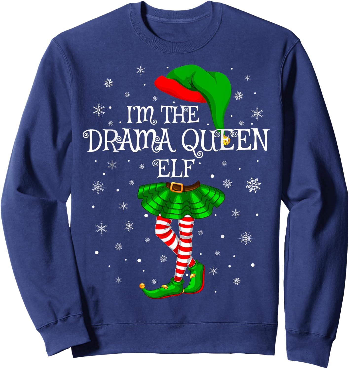 Family Matching Women Girls The Drama Queen Elf Christmas Sweatshirt - Sweatshirt | Navy