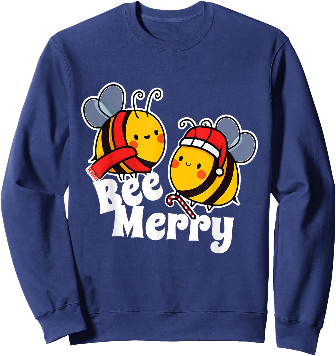 Bee Merry | Cute Honey Bees Santa Claus | Christmas Sweatshirt - Sweatshirt | Navy