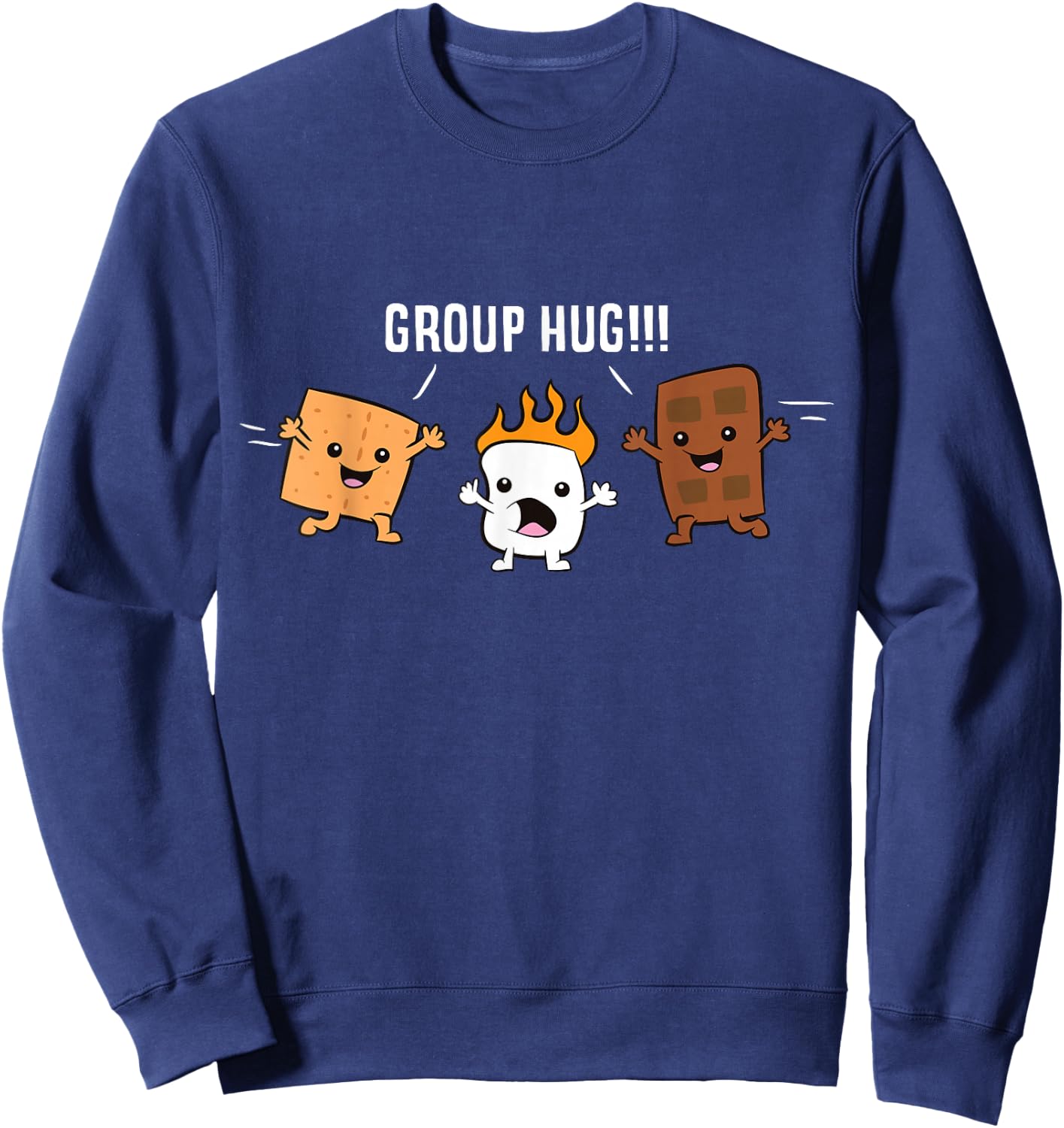 Group Hug Camping Campfire Chocolate Marshmallow S'Mores Sweatshirt - Sweatshirt | Navy