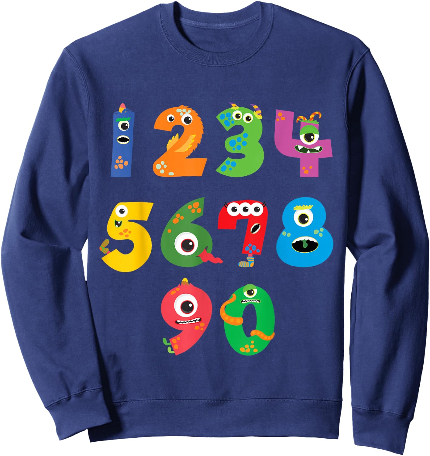 Monster Numbers Learning Cute Numbers 0-9 Back to School Sweatshirt - Sweatshirt | Navy
