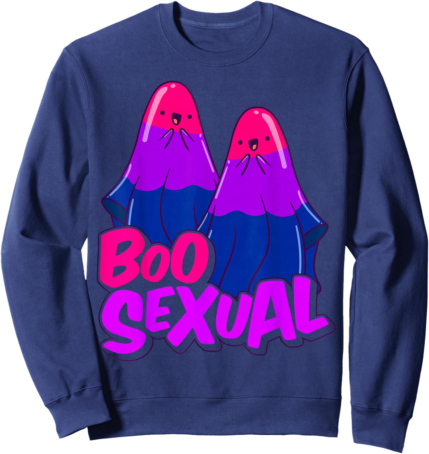 Boo Sexual Bisexual Ghost Pair Word Game for Halloween Sweatshirt - Sweatshirt | Navy