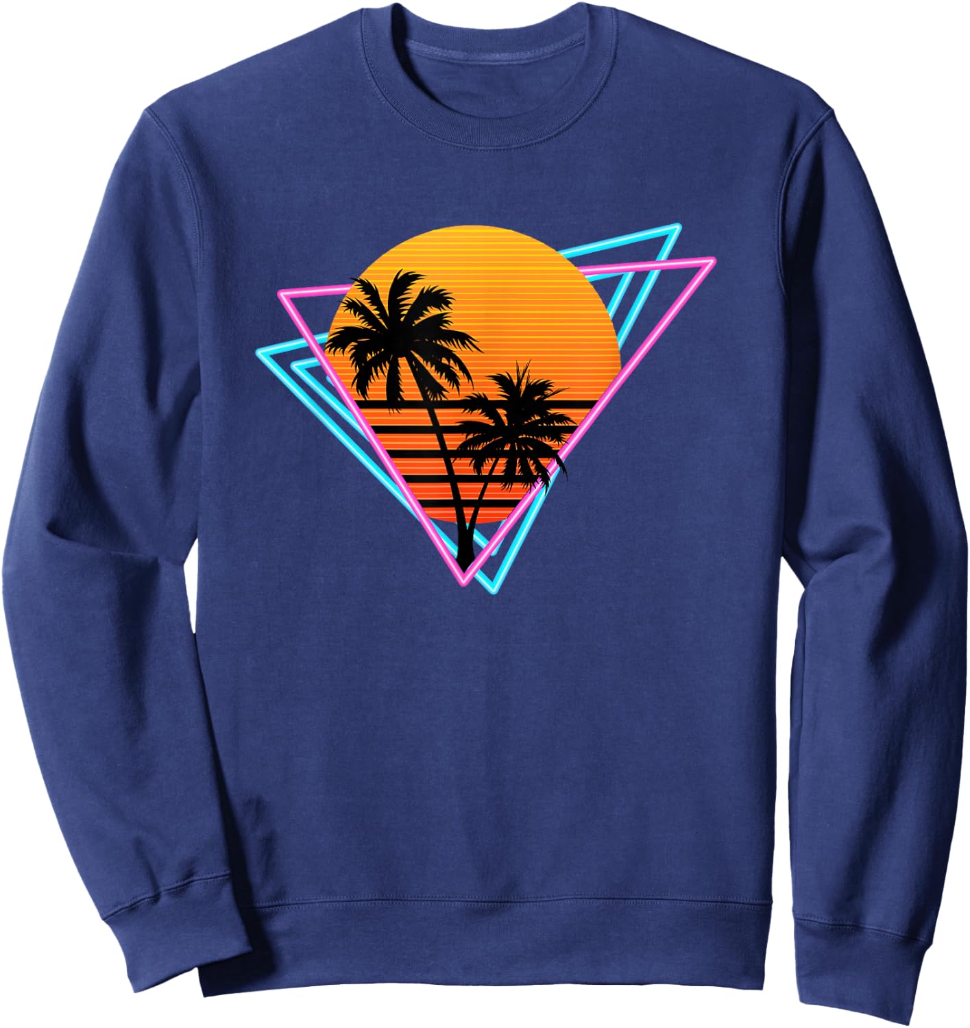 80s Retro Palm Tree Sunset Nostalgic Vintage Sunset Sweatshirt - Sweatshirt | Navy
