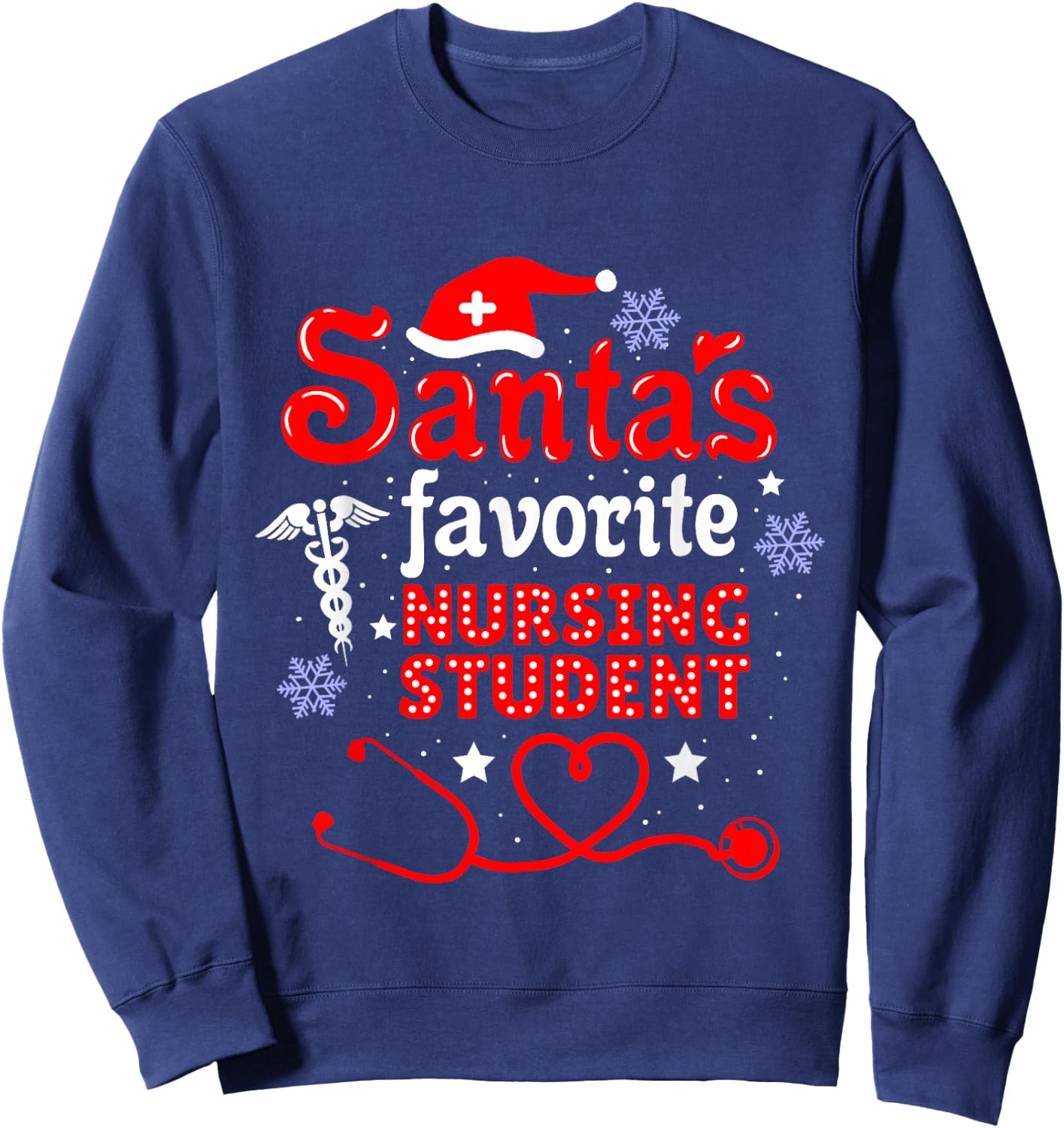 Santas Favorite Nursing Student Christmas Sweatshirt - Sweatshirt | Navy