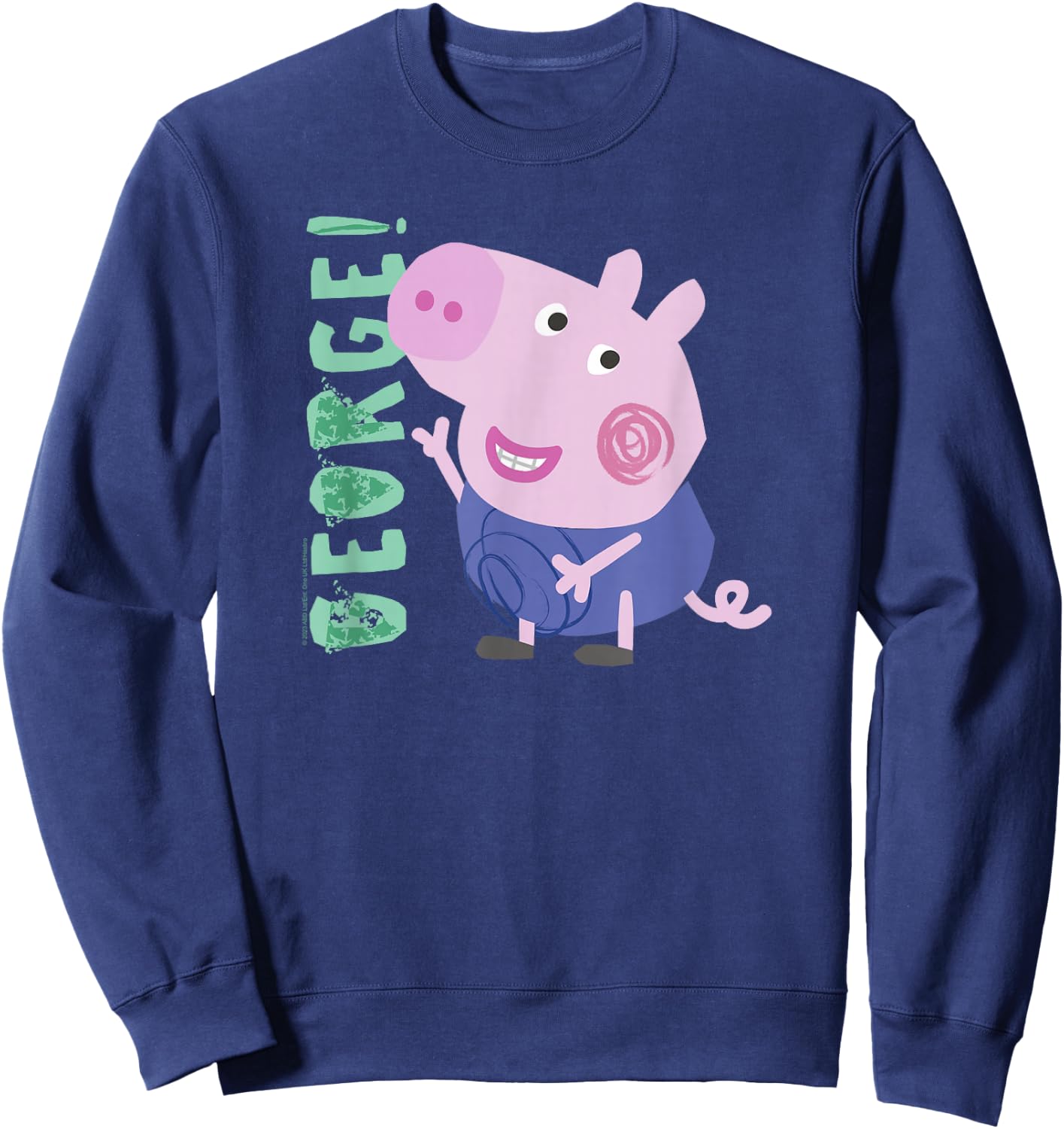 Peppa Pig George! Text Full Body Smiling Portrait Sweatshirt - Sweatshirt | Navy